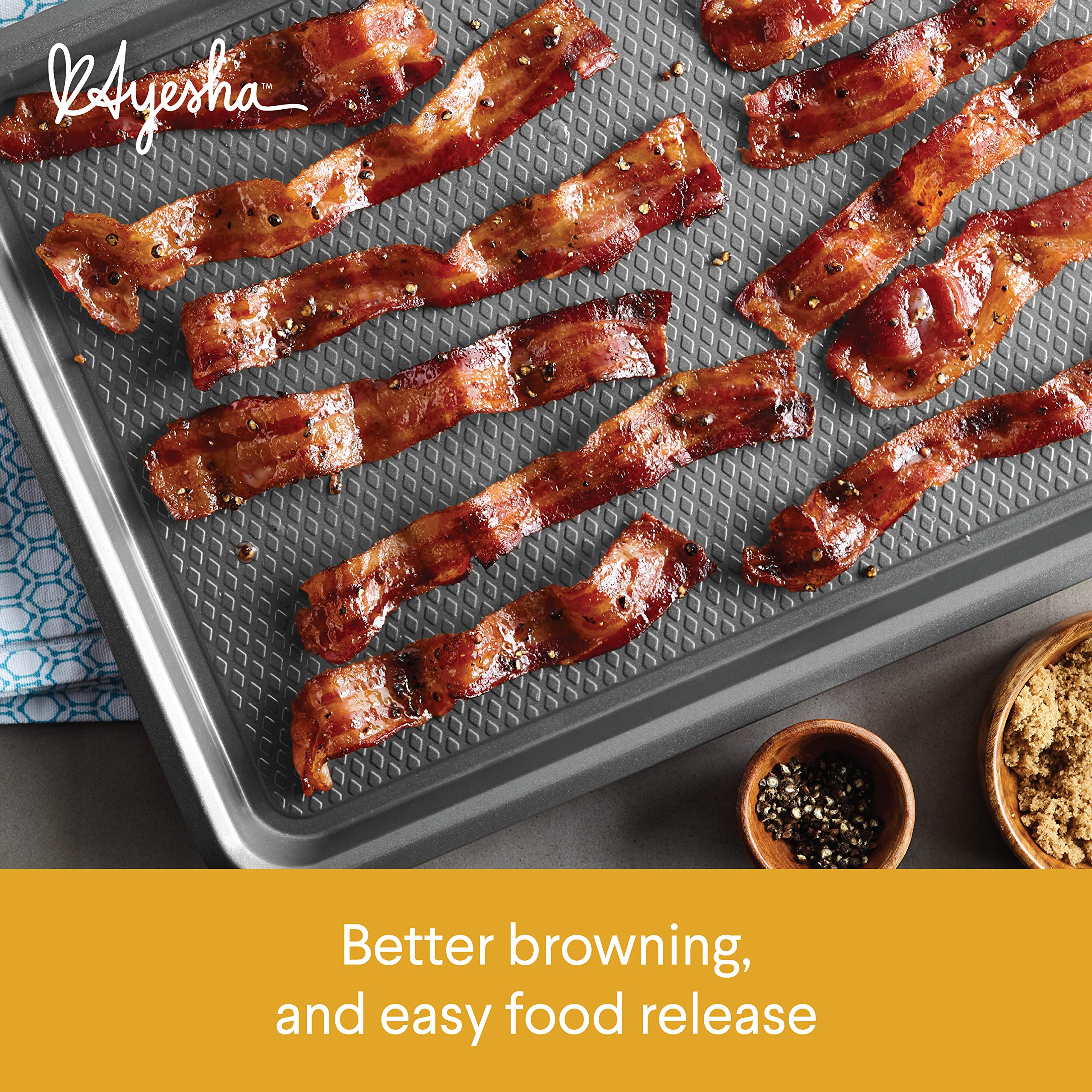 Ayesha Curry 6-Piece Nonstick Bakeware Set - Bread Pan, Cookie Sheet, Baking Pan, Cake Pans - Silver | Perfect for Home Baking, Holiday Cooking & Gift Giving