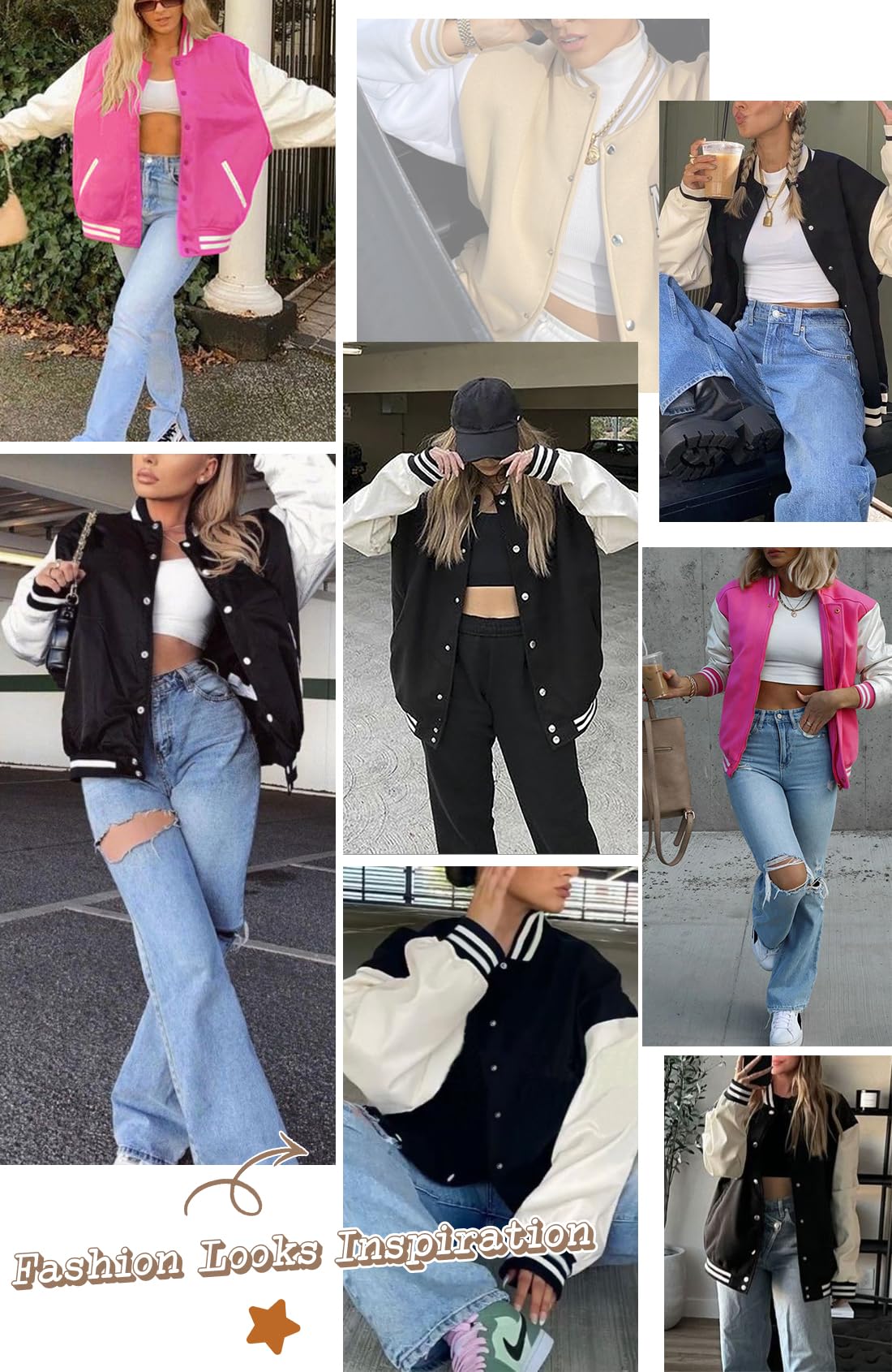 Women's Letterman Jacket - Stylish Varsity, Baseball & Bomber Jacket for Casual Wear, School Spirit & Outdoor Activities