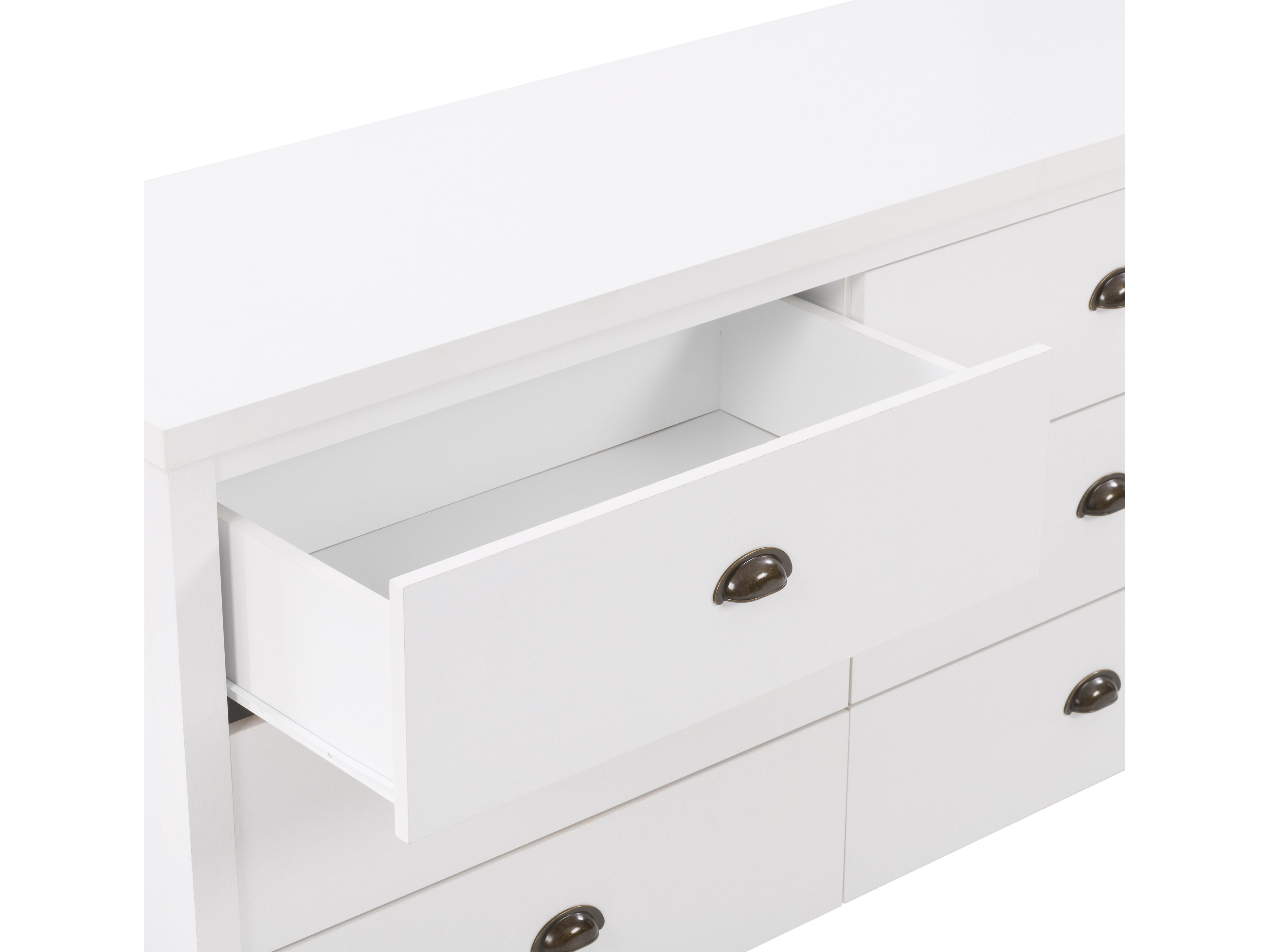 White 6-Drawer Wide Dresser with Interlocking Drawers - Spacious Bedroom Storage Organizer for Clothes, Linens & Accessories | Perfect for Master Bedroom, Guest Room or Dorm