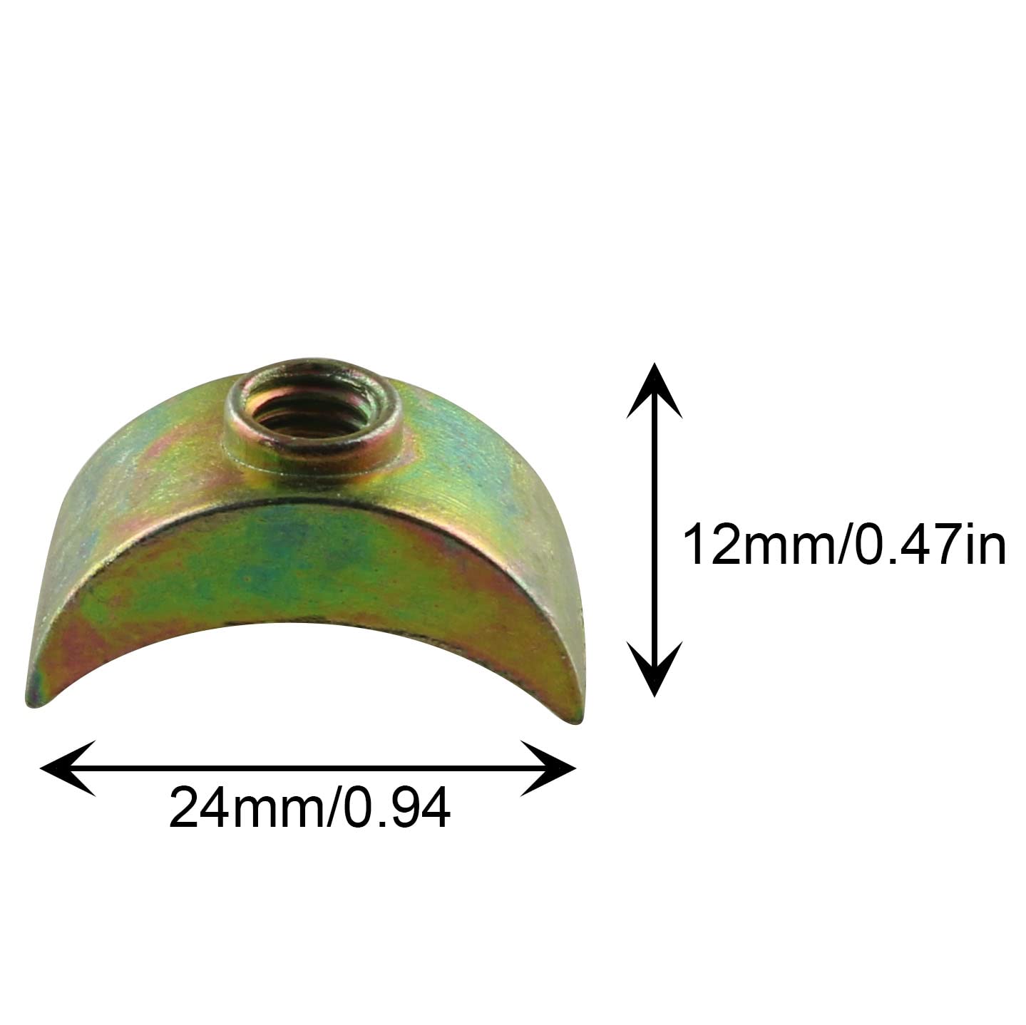 12pcs 24mm M6 Half Moon Nuts Washer Spacers - Durable Furniture Hardware Accessories for Bed Frame, Cabinet & DIY Projects - JCBIZ Brand