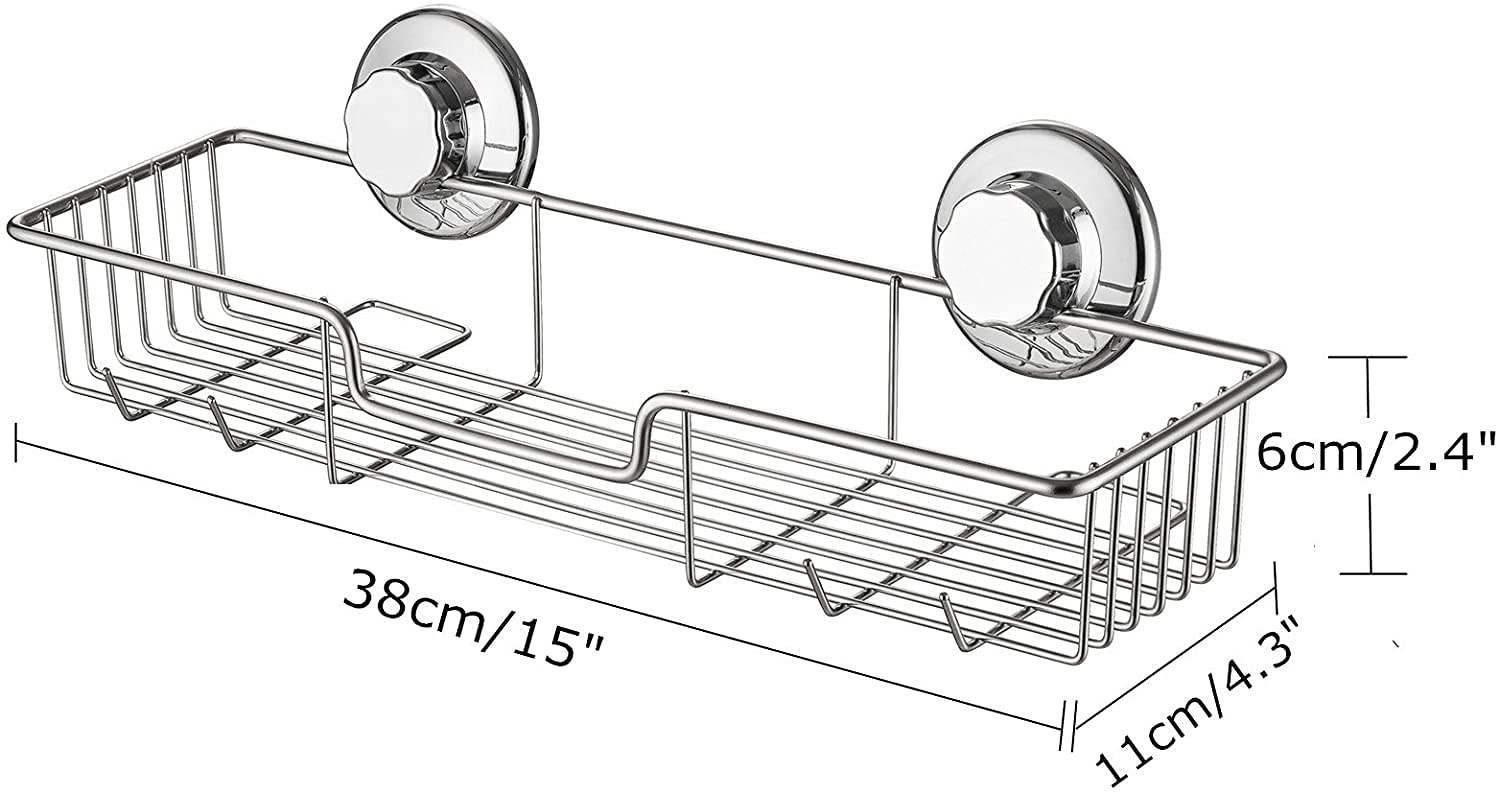 Rustproof Stainless Steel Shower Caddy Organizer - 2 Pack No Damage Suction Cup Bathroom Storage for Shampoo, Soap & Accessories | Space-Saving Wire Basket for Kitchen & Bathroom | Perfect for Small Spaces, Dorm Rooms & RV Showers