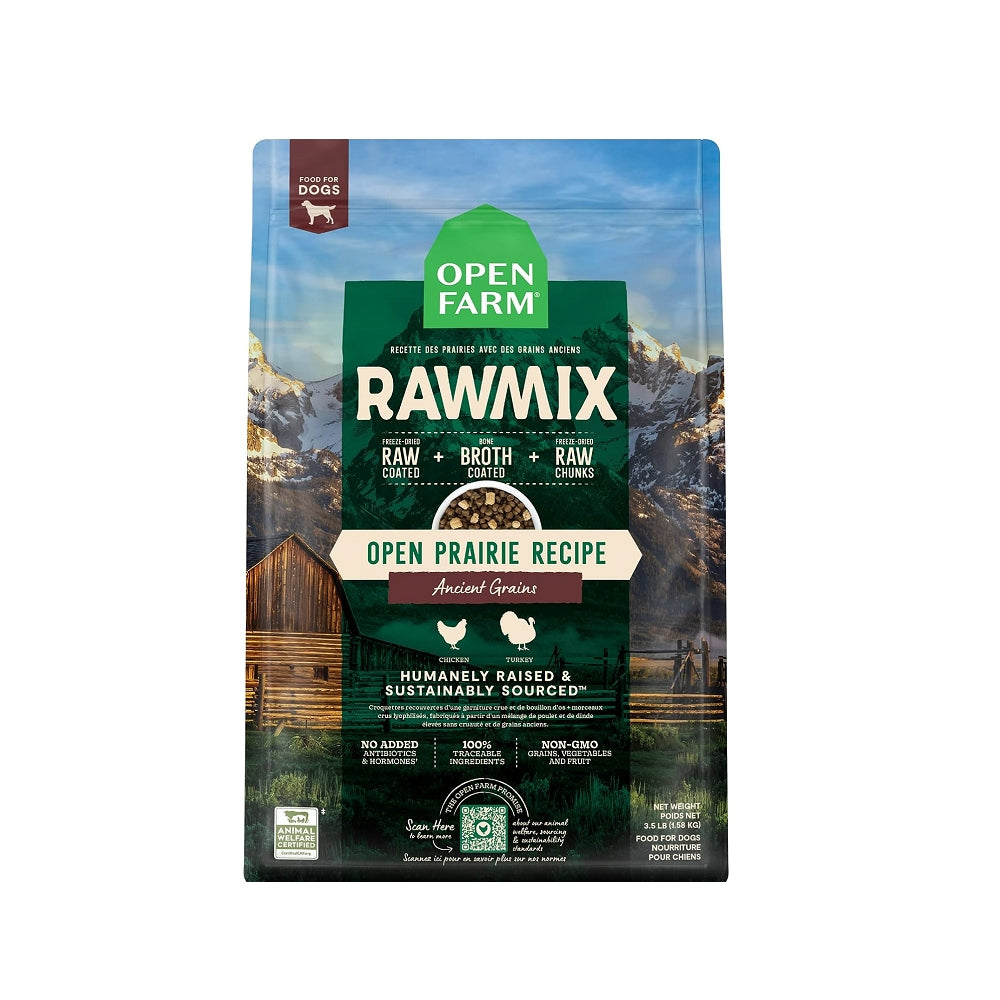 RawMix Open Prairie Whole Grain Dog Kibble - Premium Natural Dry Dog Food for All Breeds & Ages - Perfect for Active Dogs & Outdoor Adventures