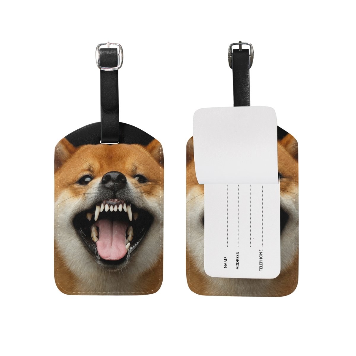 ALAZA Shiba Inu Dog Luggage Tag - Durable PU Leather Suitcase ID Tag for Travel Bags - Perfect for Airports, Cruises & Backpacking Adventures