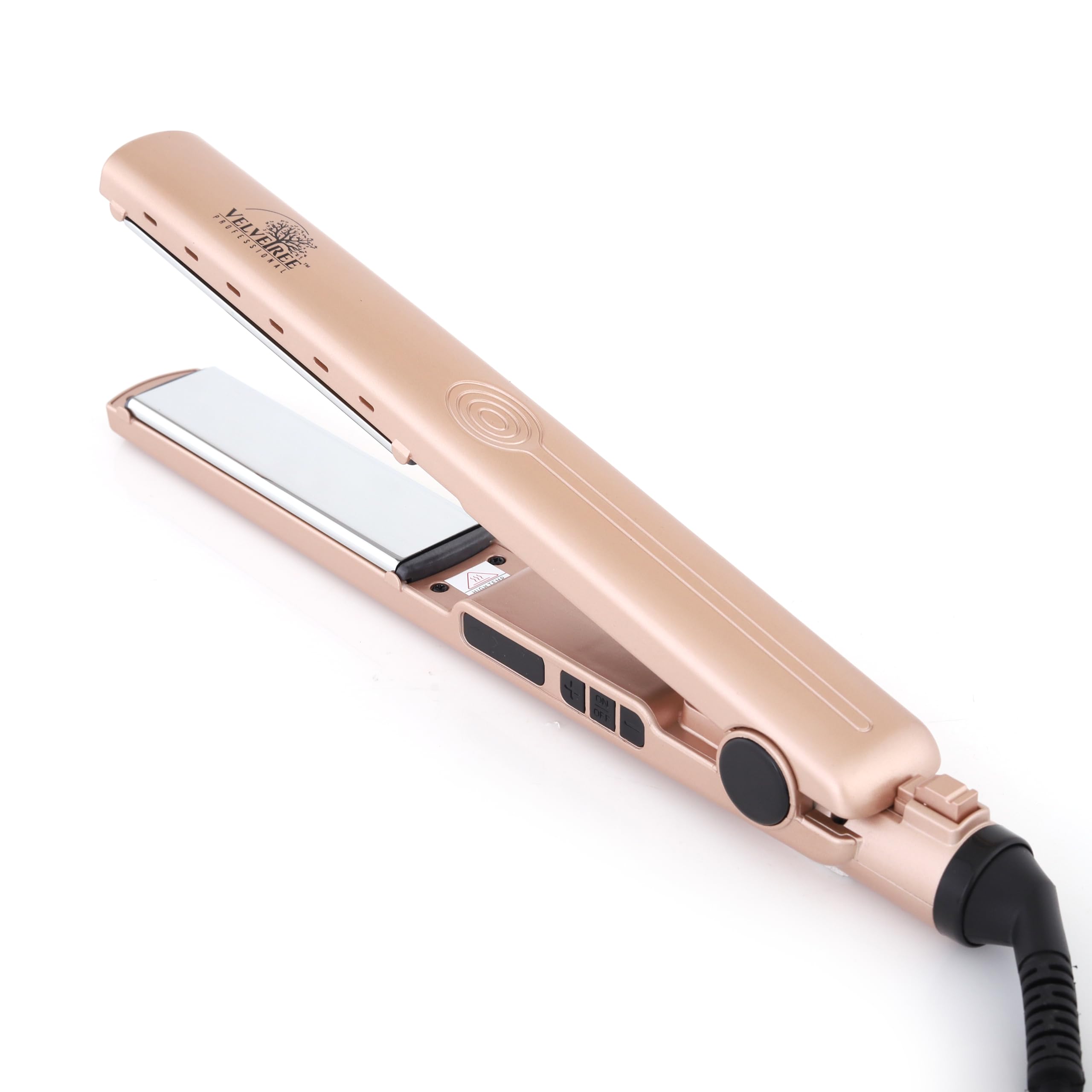 Velvetree Professional Hair Straightener with Diamond Titanium Plates - Adjustable Temperature Control & Rose Gold Design - Perfect for Salon, Home Use & Travel Styling