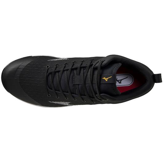 Mizuno Dominant 4 Black/White Mid Metal Baseball Cleats for Men - Perfect for Baseball, Softball & Training on Grass Fields