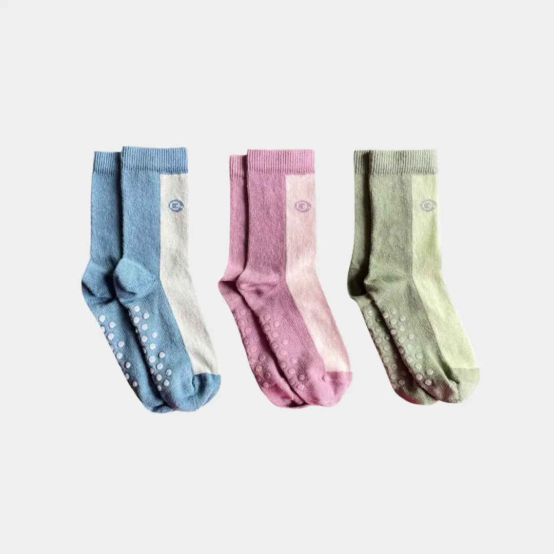 Mixed Patterns Kids Socks 3-Pack - 98% Organic Cotton - Soft & Comfortable for School, Play & Everyday Wear