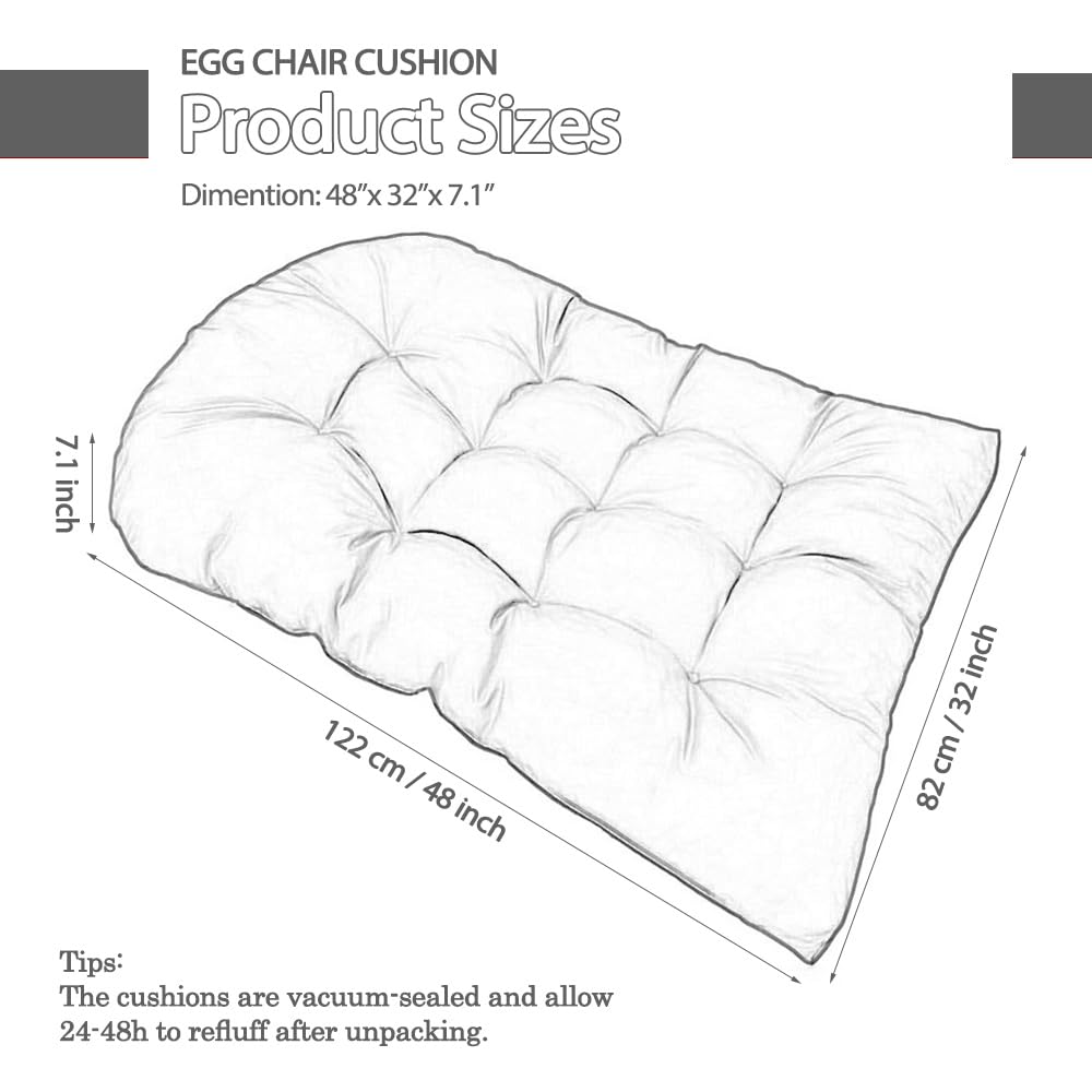 **Thick Comfortable Egg Chair Cushion Replacement for Hanging Chairs - Outdoor Dark Gray Hammock Chair Pad (Cushion Only) - Perfect for Patio, Garden, and Relaxation**