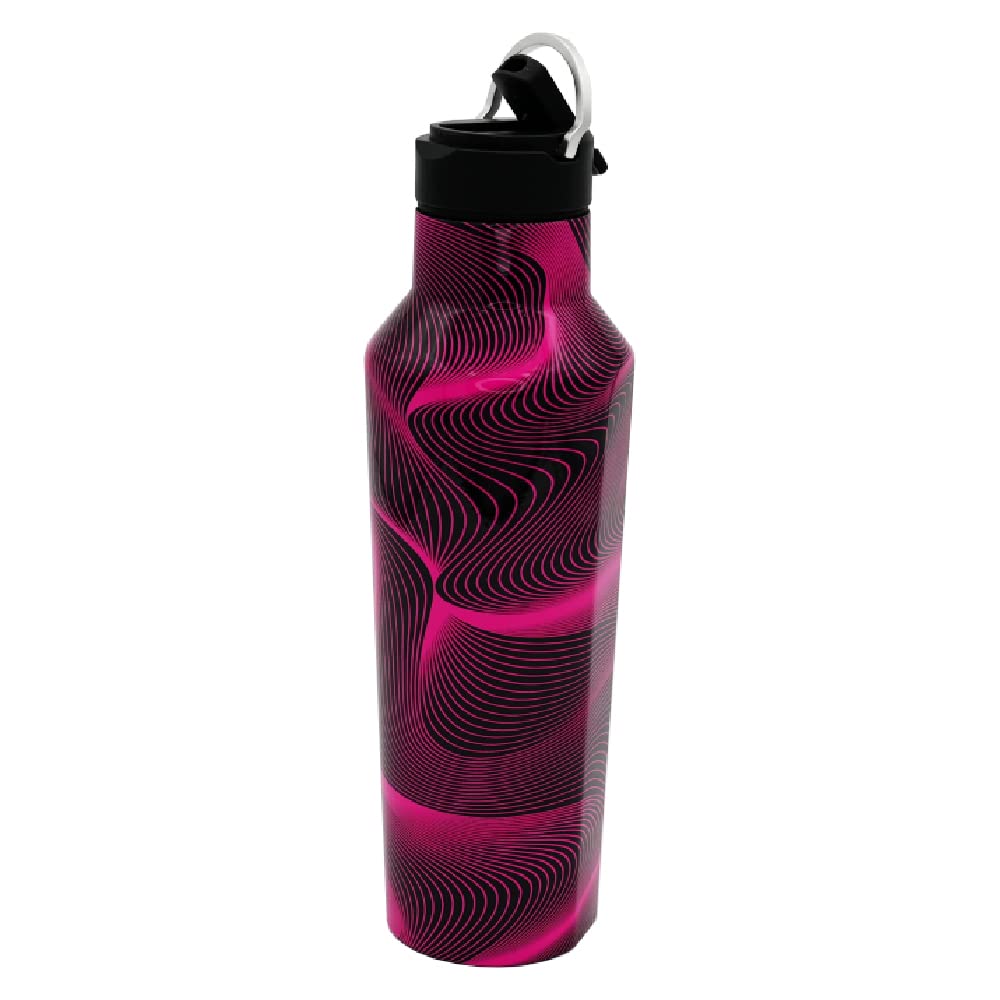 Portable Wireless Bluetooth Speaker with Magnetic Base - Mini Glam U Speakers, Built-in Mic & Selfie Remote Control, Black - Perfect for Travel, Outdoor Adventures & Home Use - Includes 20oz Insulated Sport Canteen Bottle (Pink)