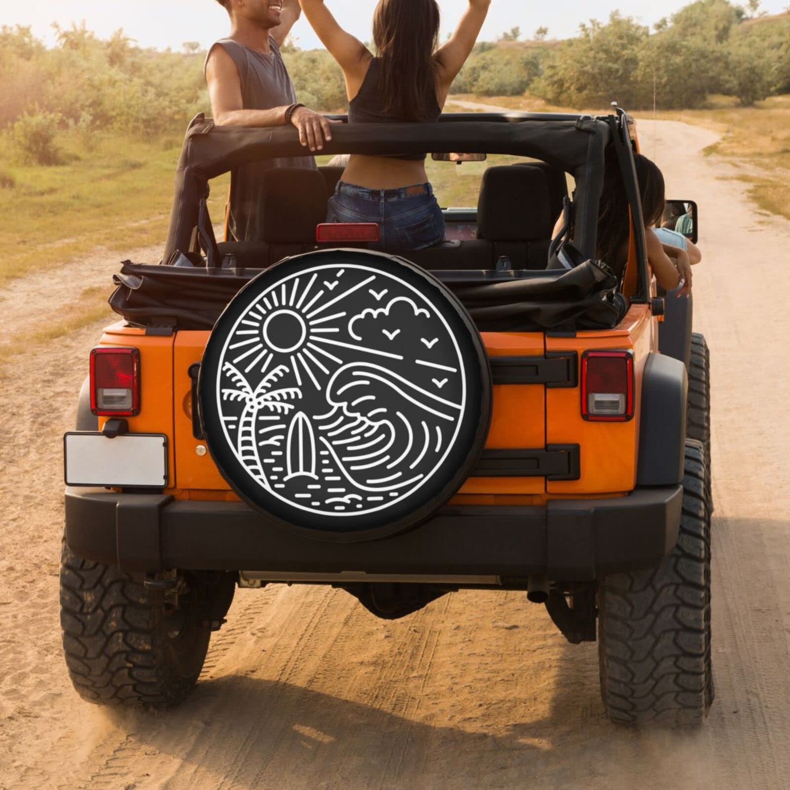 Great Wave Surfboard Spare Tire Cover - 17 Inch Dust-Proof Wheel Protector for RV, SUV, Trailer & Most Vehicles | Perfect for Beach Trips & Outdoor Adventures