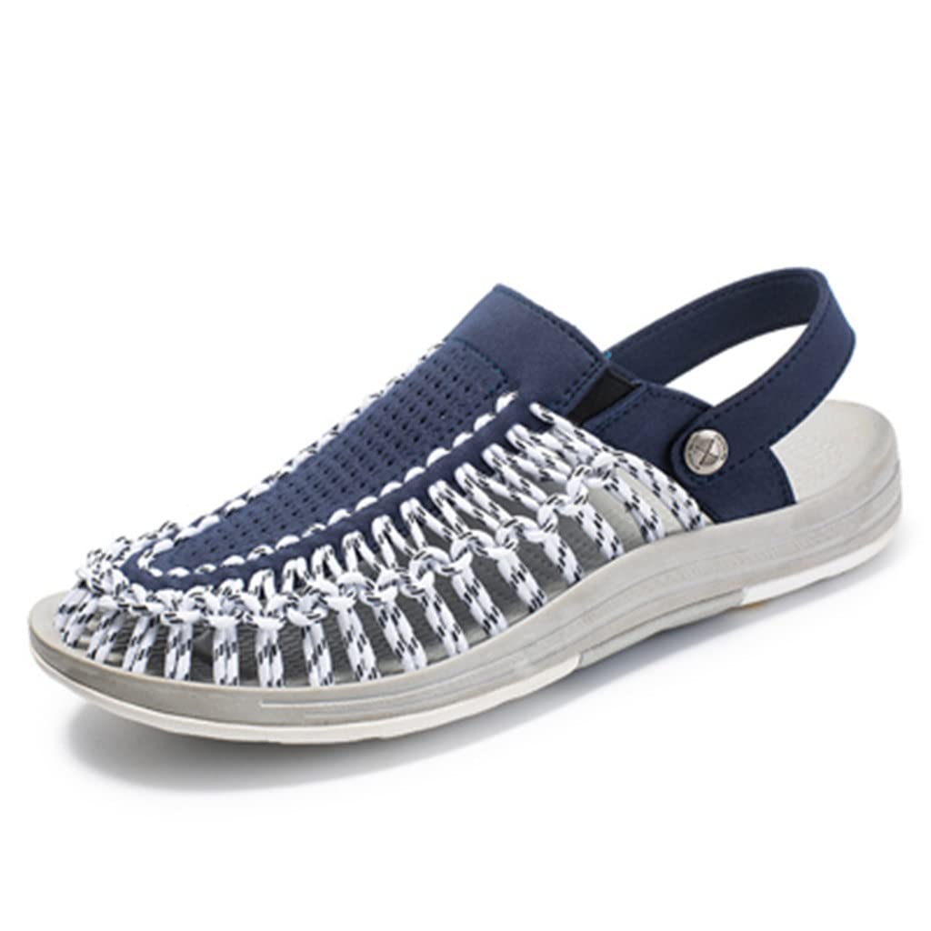 Breathable Men's Summer Sandals - Lightweight Outdoor Casual Weaving Beach Shoes for Men | Comfortable Slippers for Walking, Travel & Beach (Blue, Size 8.5) - Perfect for Vacation, Poolside & Summer Adventures