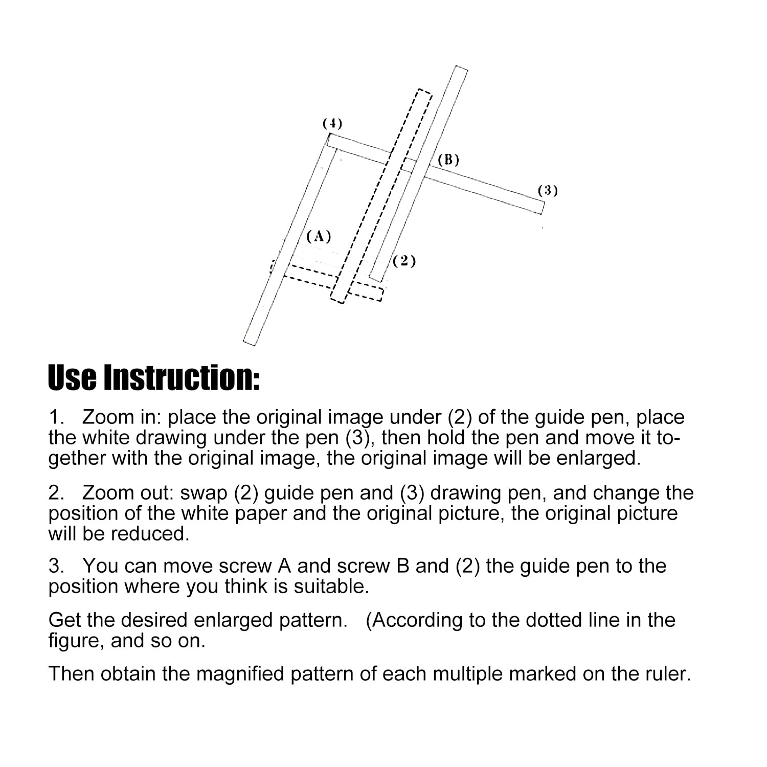Professional Artists Plexiglass Pantograph - 10X Scaling Ruler for Drawing, Copying, Reducing & Enlarging Artwork | Perfect for Sketching, Drafting & Art Reproduction (White)