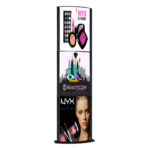 3 Tier Convex Sign Holder - Floor Standing Poster Display Stand for Retail, Restaurants & Events - Durable Acrylic Advertising Signage for Promotions & Sales