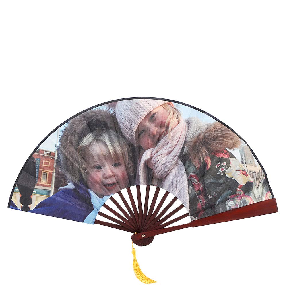 Custom Personalized Photo Bamboo Folding Fan - Chinese Style Hand Fan for Weddings, Home Decor, DIY Gifts & Favors | Perfect for Asian-Themed Events, Bridal Showers & Cultural Celebrations