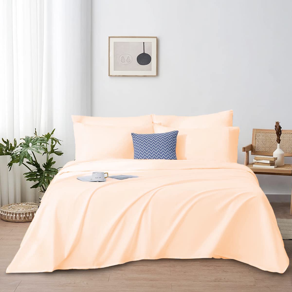 Luxury 4-Piece California King Sheet Set - 100% Egyptian Cotton Bedding - Ultra Soft & Breathable - Deep Pocket Fitted Sheet (16-18
