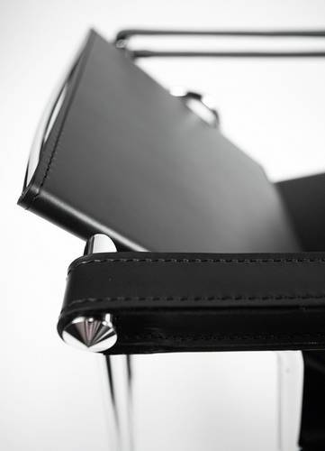 Le Corbusier LC1 Basculant Sling Chair - Genuine Black Leather Modern Lounge Chair for Living Room, Office & Reading Nook