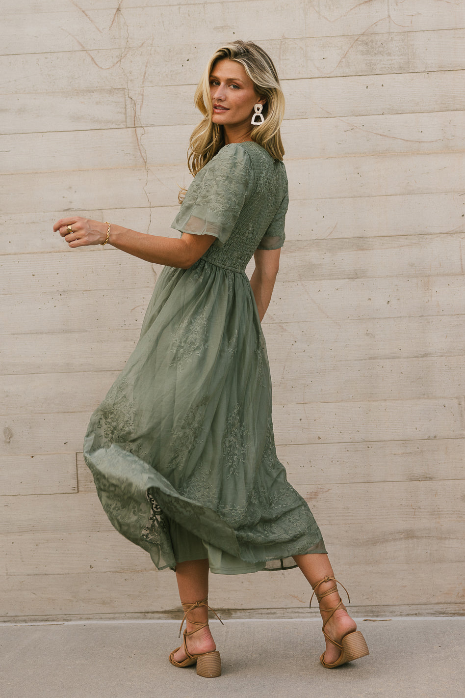 Alora Embroidered Floral Maxi Dress in Sage Green - Boho Chic Women's Summer Dress for Beach, Wedding & Vacation