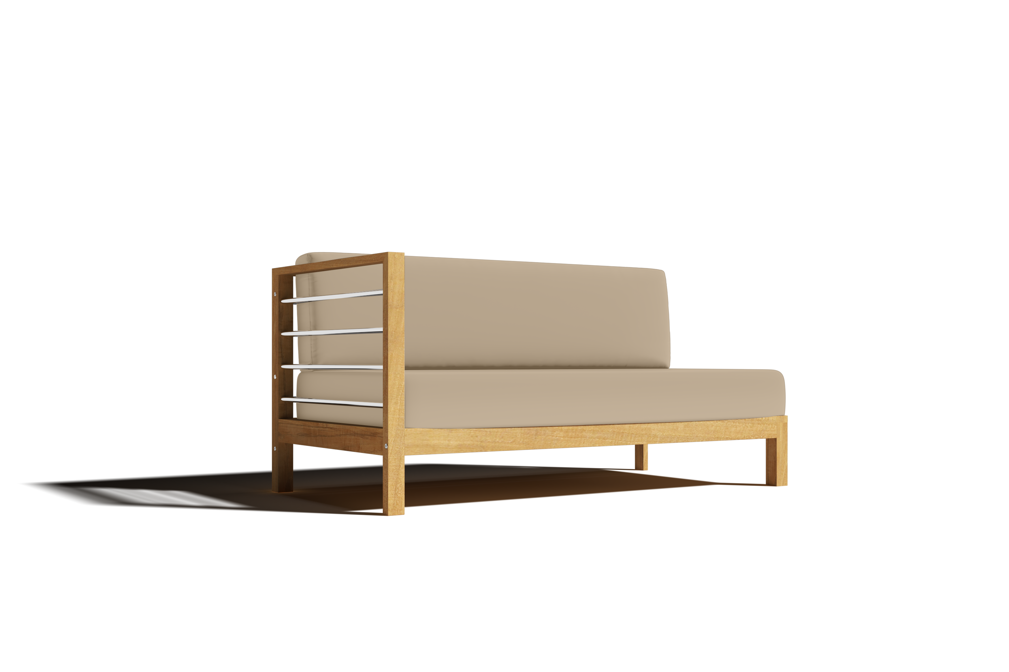 Premium 7-Piece Teak Outdoor Sectional Sofa Set with Sunbrella Fawn Cushions – Deep Seating Patio Furniture for Garden, Poolside & Backyard Relaxation