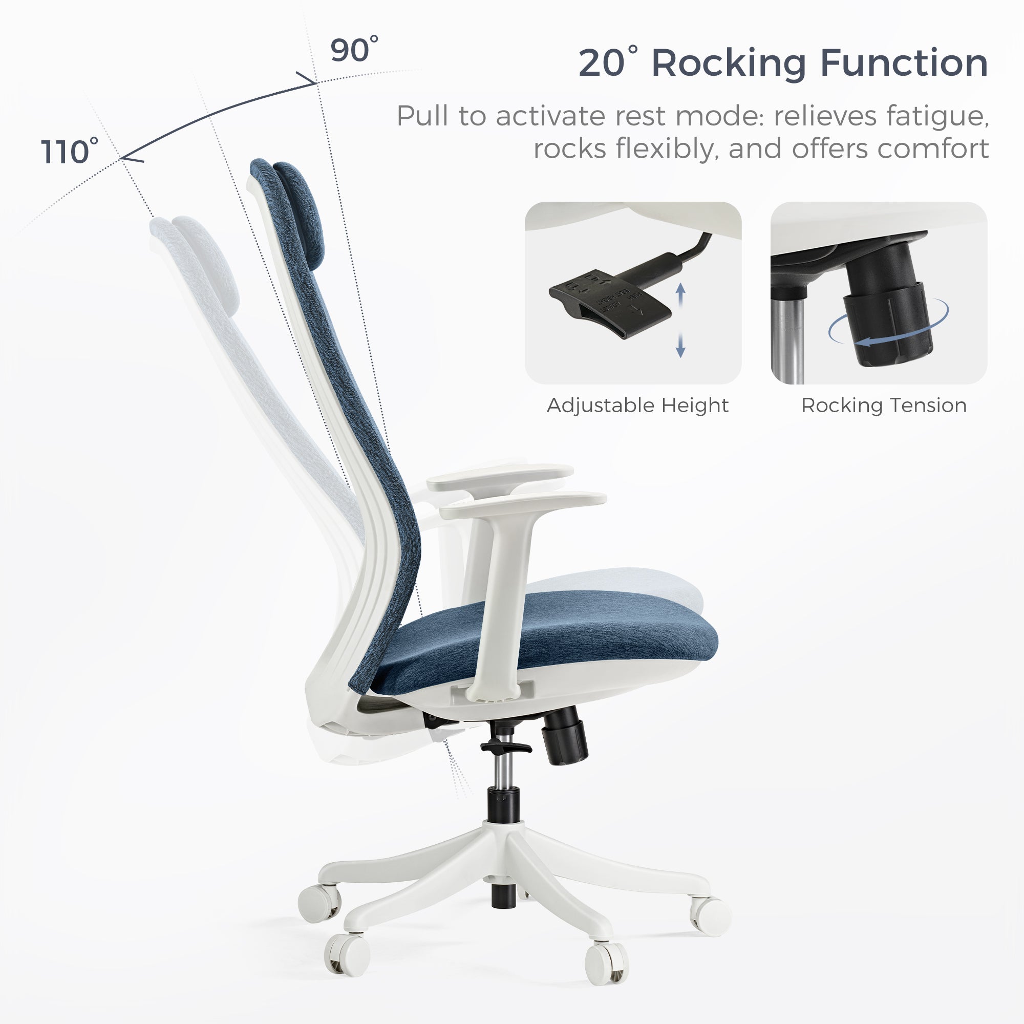 Ergonomic Office Chair - Skylar Lite Duo Hue Adjustable Height Swivel Task Chair for Home & Office Workspace, Comfortable Computer Desk Chair for Long Hours Sitting, Perfect for Gaming, Studying, and Remote Work