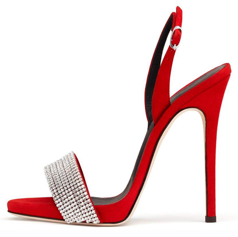 Stylish Women's Summer Stiletto Sandals with Rhinestone Decor - Comfortable High Heel Wedding & Party Shoes for Ladies | Perfect for Beach Weddings, Cocktail Parties & Date Nights