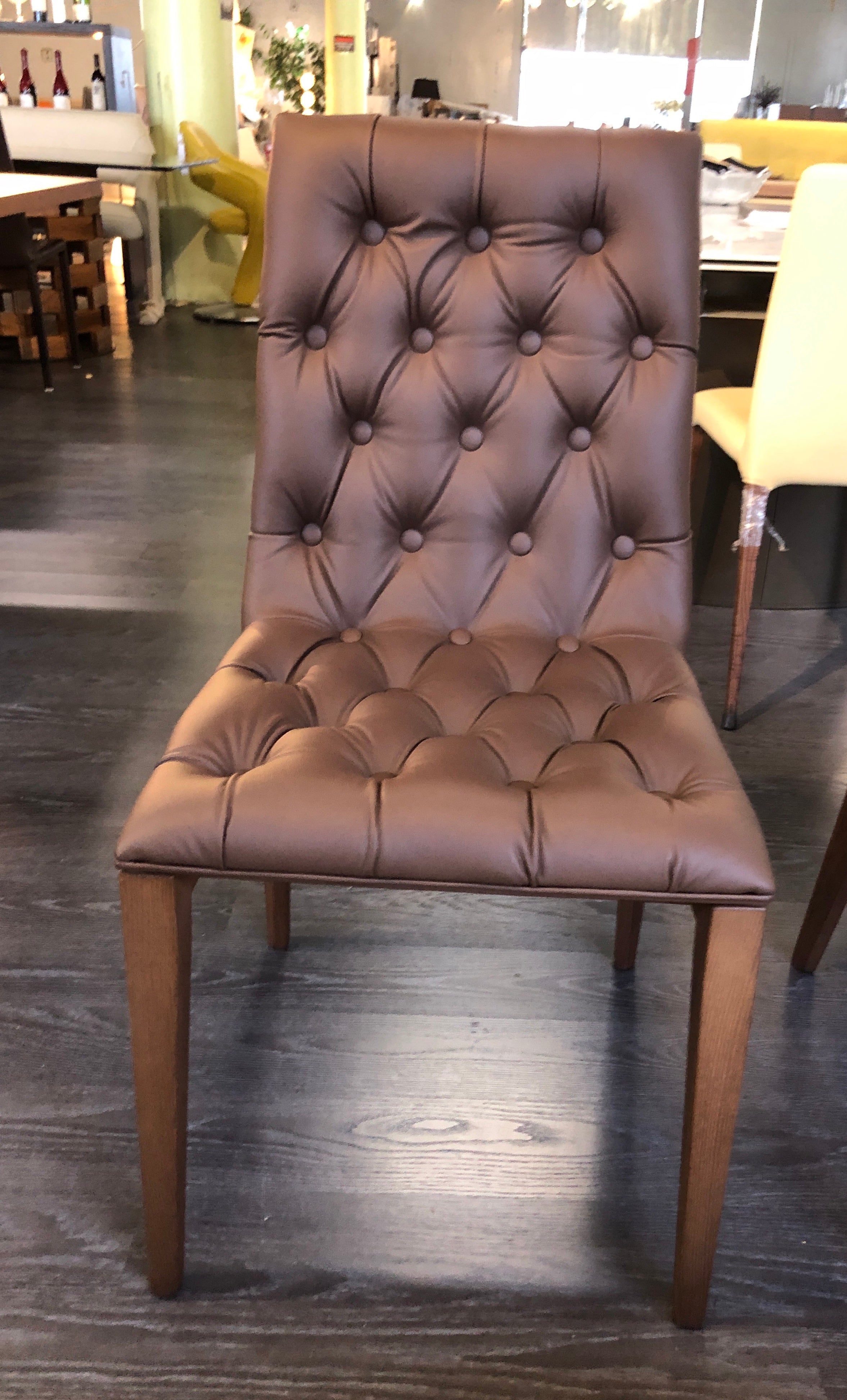 BUSETTO Genuine Italian Leather Tufted Seat Sofa - Handcrafted in Italy - Premium Quality Leather Cushion for Living Room, Bedroom & Office Decor