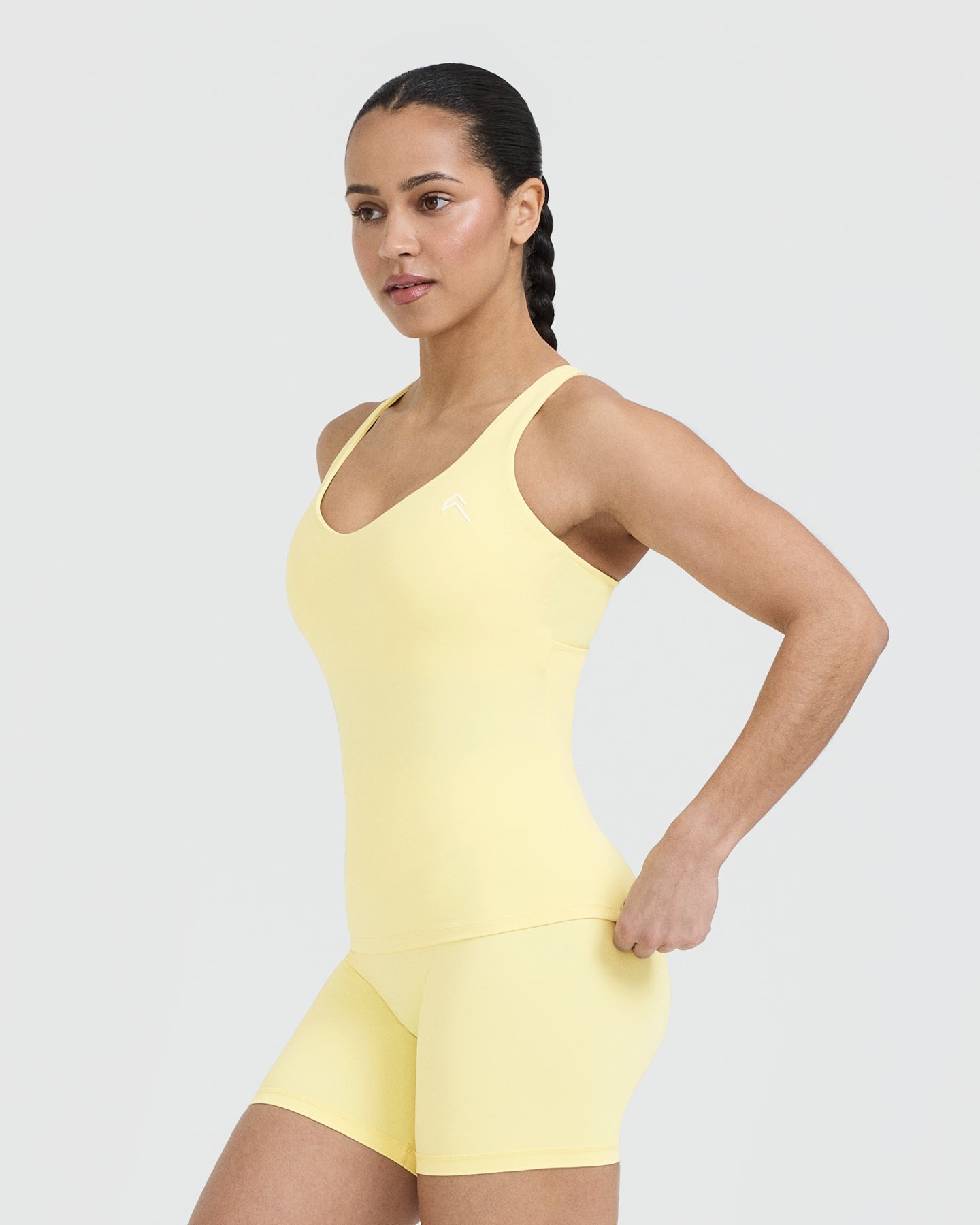 Unified V Neck Cross Back Vest in Sherbert Yellow | Women's Fashion Tank Top for Summer, Beach & Casual Wear