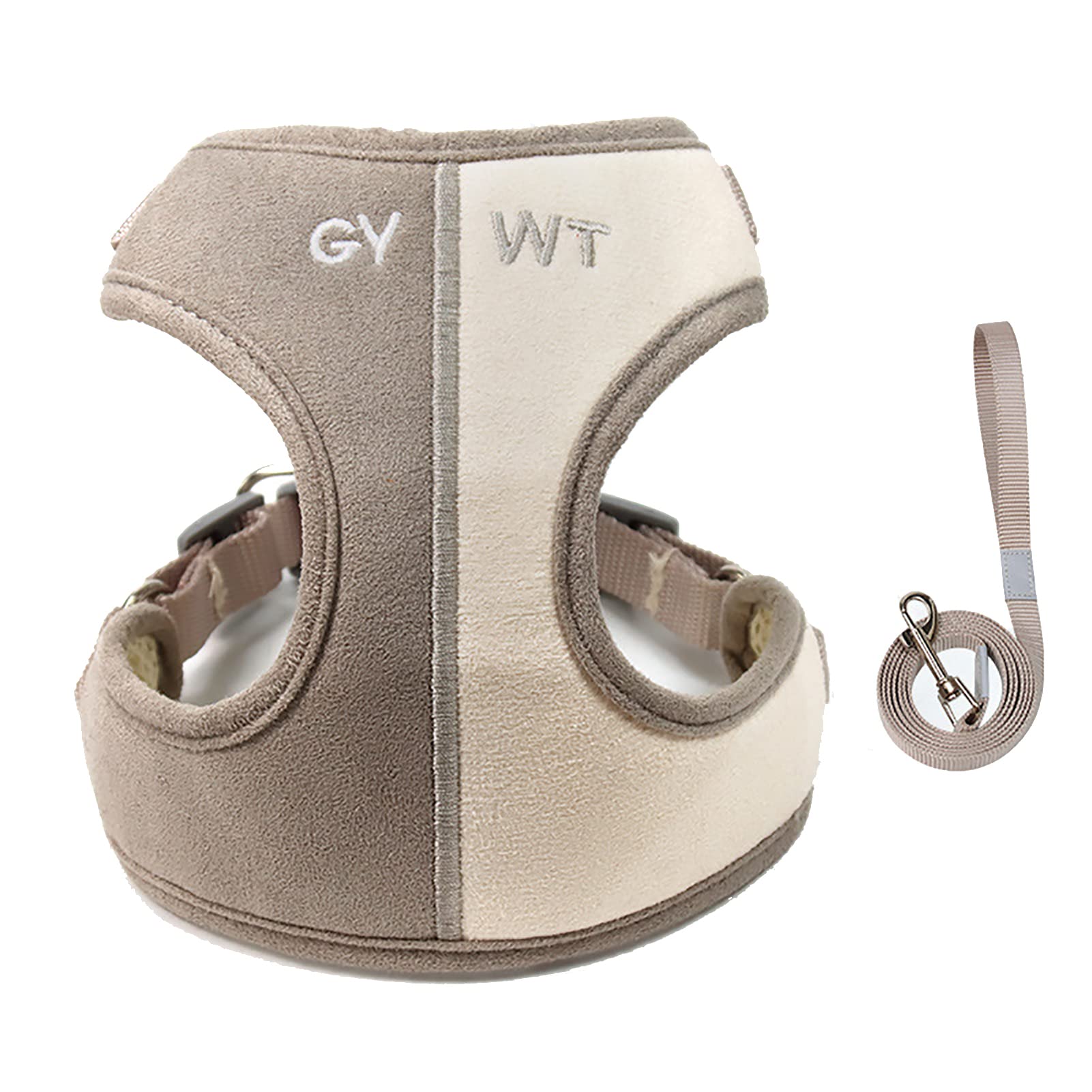 HGKL Soft Dog Harness & Leash Set for Small Dogs - Coffee Beige for Walking & Training