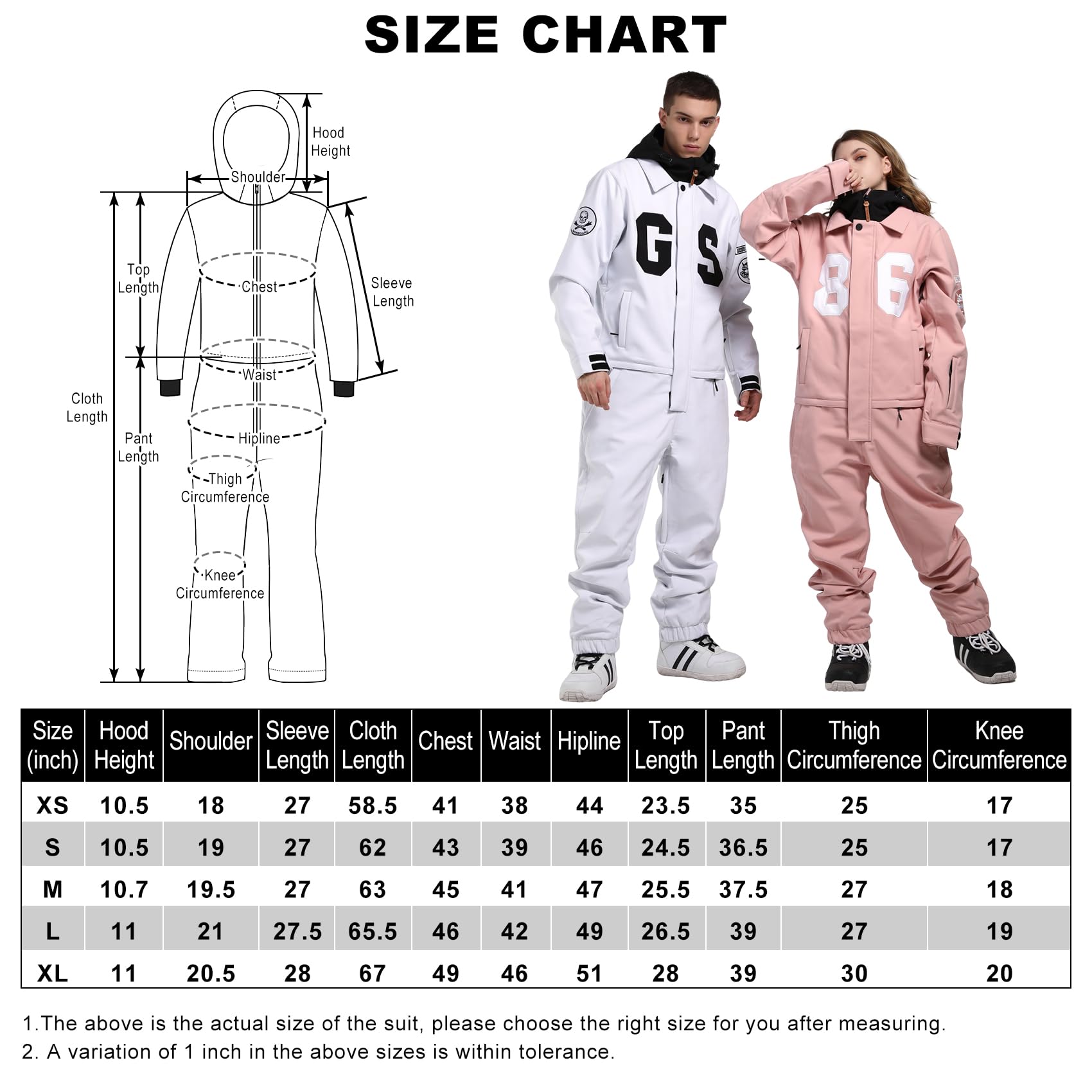 GSOU SNOW Ski Suits for Women & Men - Waterproof Windproof Insulated One-Piece Snowsuit for Skiing, Snowboarding & Winter Sports - Perfect for Ski Resorts, Snow Tubing & Cold Weather Adventures