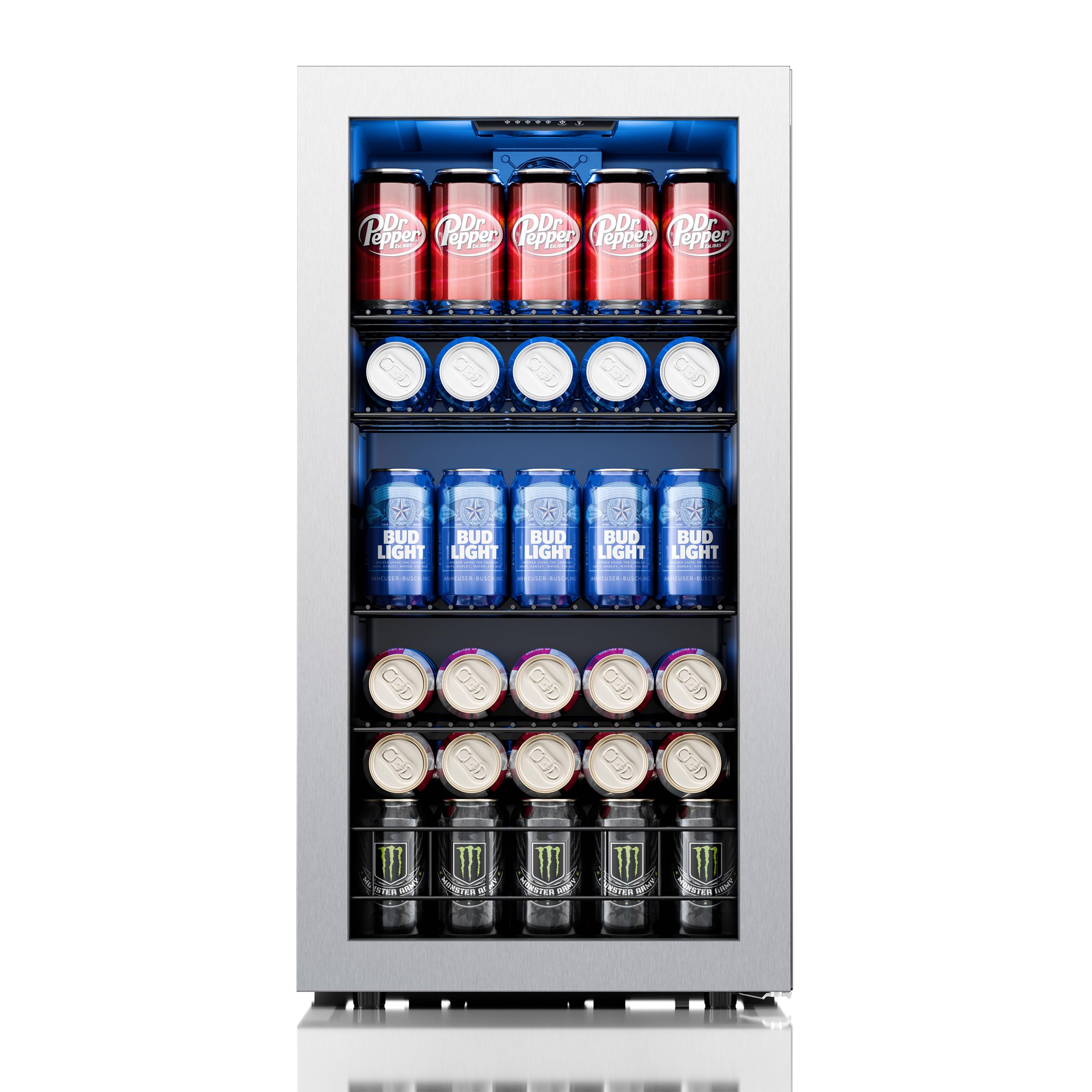 Ca'Lefort 121 Can Beverage Refrigerator - Compact Glass Door Drink Cooler for Beer, Soda & Wine | Under Counter Freestanding Mini Fridge for Home, Kitchen, Office & Bar | Perfect for Parties, Entertaining & Daily Beverage Storage