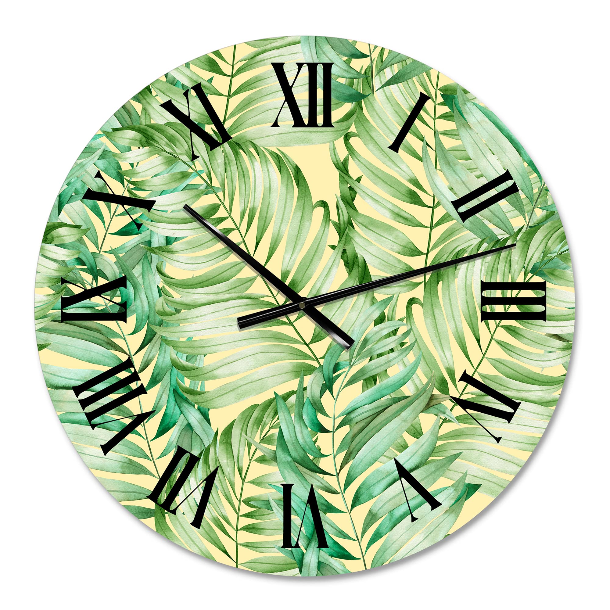 Large Tropical Leaves Monstera Wall Clock - Floral Botanical Decor for Living Room, Bedroom & Office | Perfect for Home, Kitchen & Indoor Spaces
