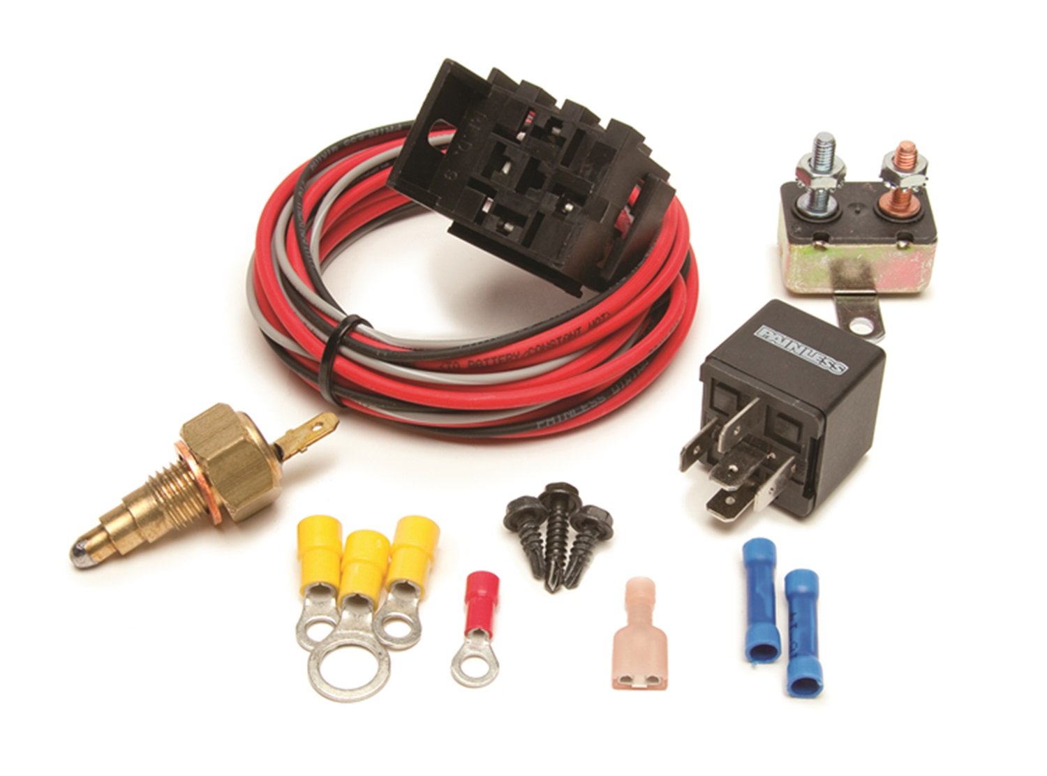 Painless Performance 30106 Electric Fan Relay Kit with Thermostatic Switch (On 205°F/Off 190°F) - Compatible with Gen III & Newer GM Engines - Perfect for Cooling System Upgrades & Engine Temperature Control