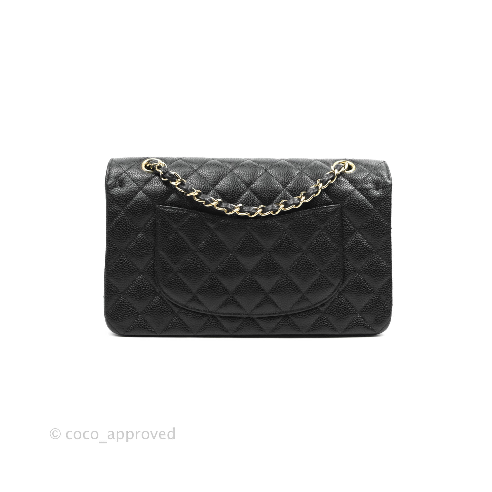 Chanel Classic M/L Medium Double Flap Bag in Black Caviar Leather with 24K Gold Hardware - Perfect for Luxury Fashion & Evening Events