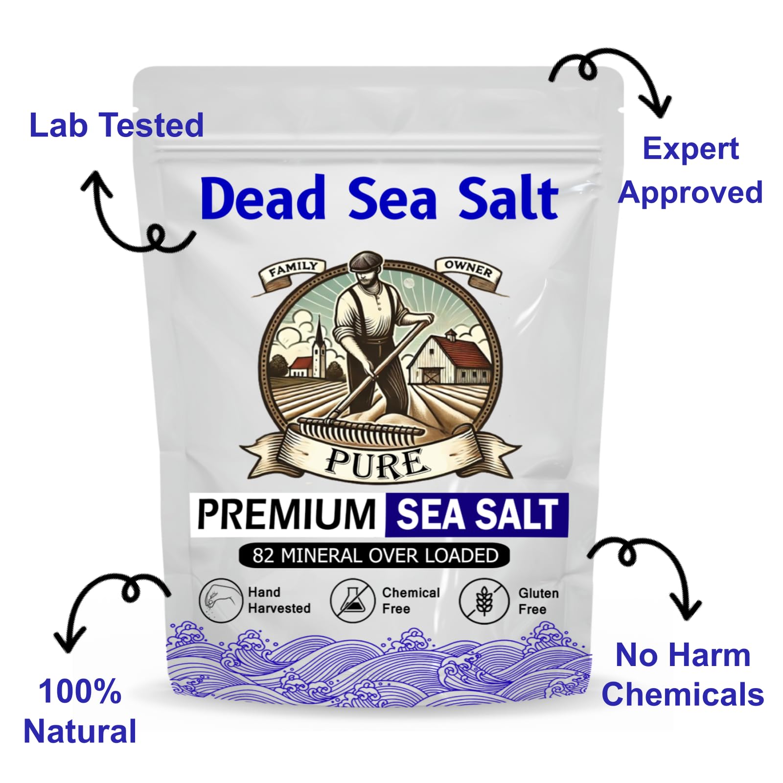 Dead Sea Salt for Psoriasis Relief - Mineral-Rich Bath Salt for Skin Healing & Hydration - 82 Minerals Coarse Grain - Perfect for Eczema Treatment & Relaxing Spa Soaks