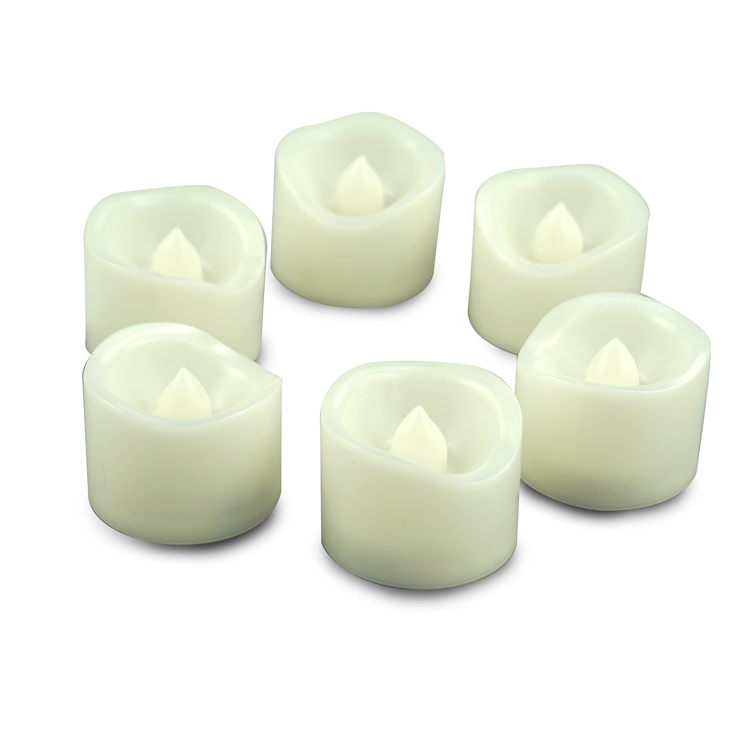 Battery Operated Flameless LED Tea Lights - 6 Pack Small Flickering Electric Votive Candles for Halloween, Christmas, Weddings & Home Decor | Safe Fake Candles for Pumpkin, Table Centerpieces & Party Decorations