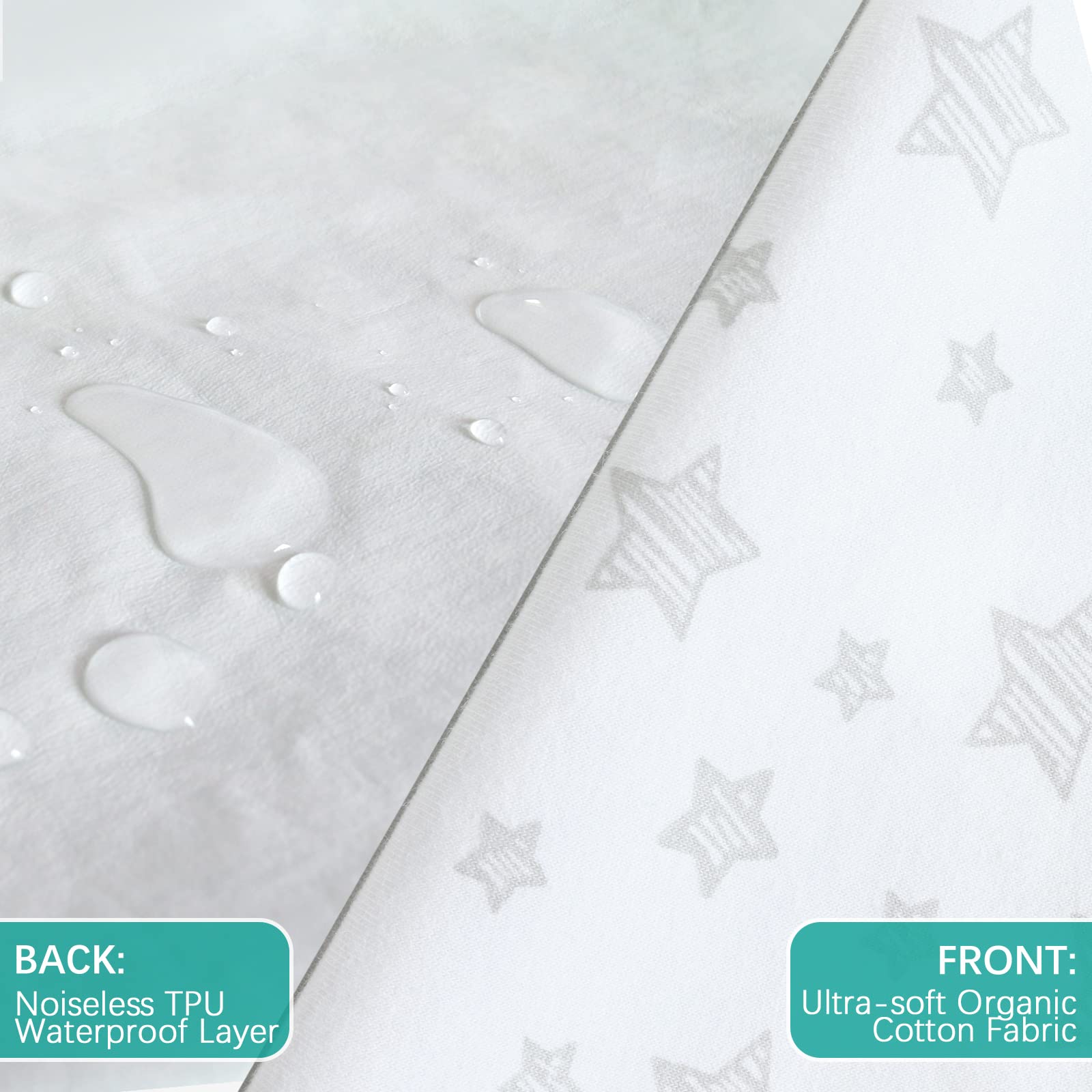 Waterproof Pack and Play Fitted Sheets 2 Pack - 100% Cotton Mini Crib Mattress Cover Protector 38