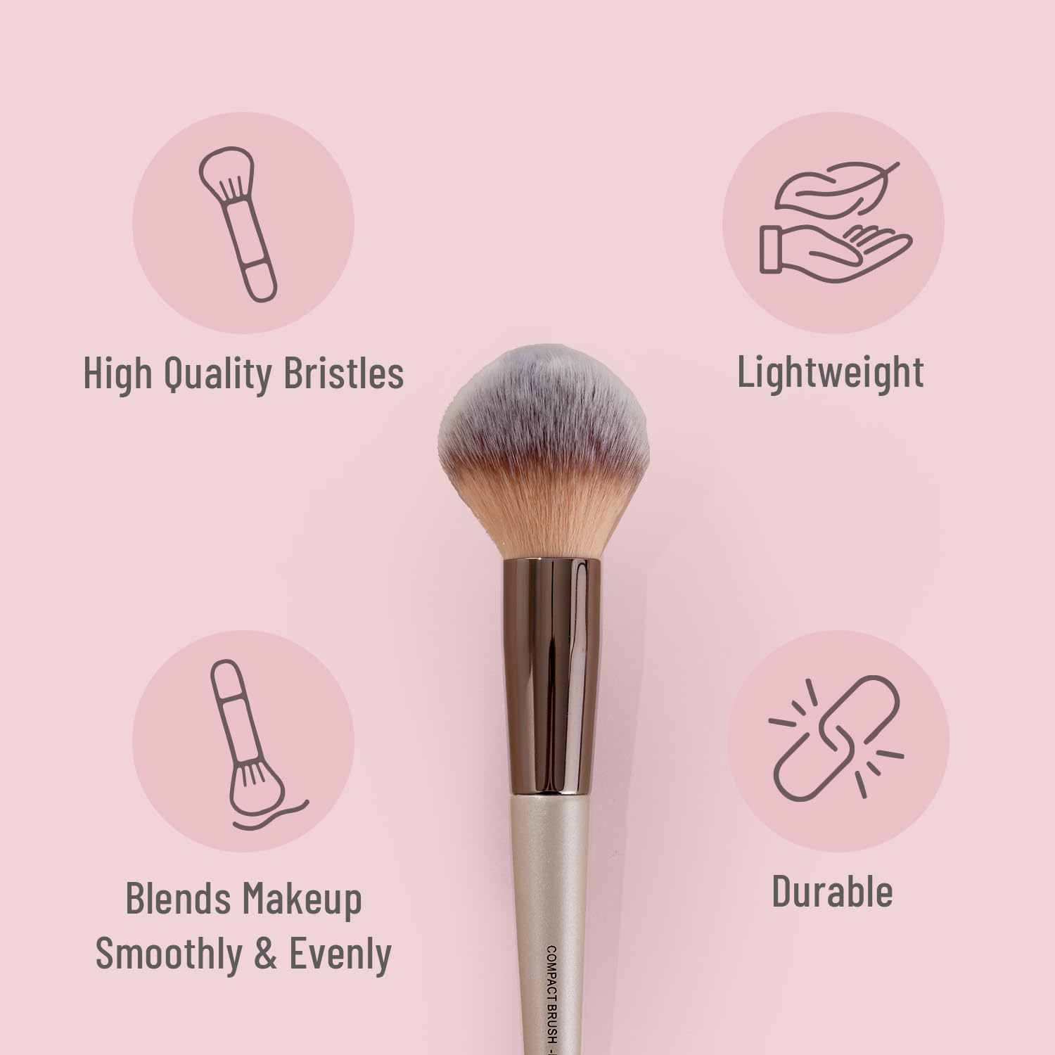 Swiss Beauty Compact Powder Brush - Soft & Dense Kabuki Brush for Flawless Makeup Application - Perfect for Foundation, Blush & Setting Powder (Silver)