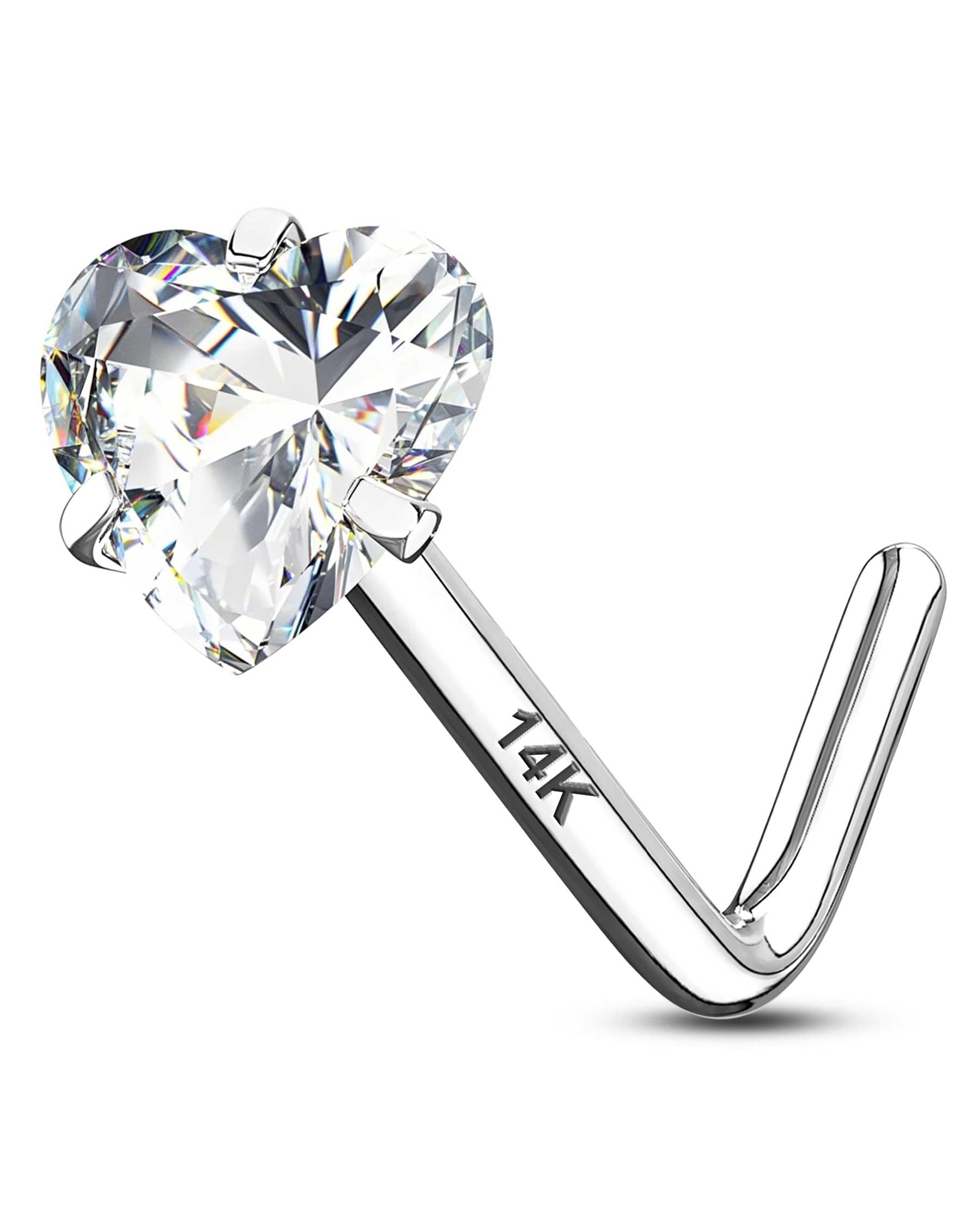 14K Gold Nose Studs for Women & Men - Diamond CZ Piercing Jewelry