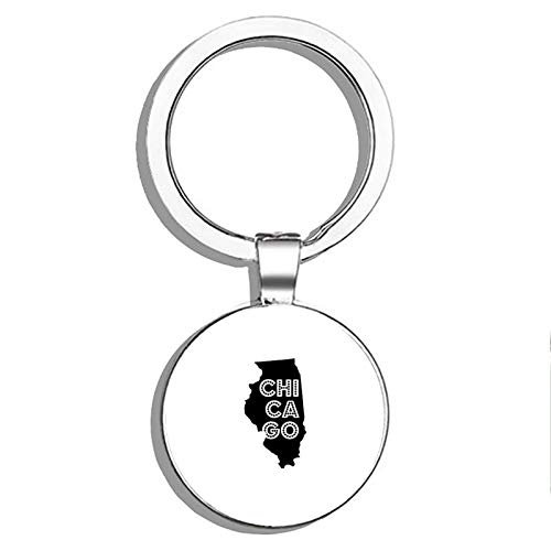Chicago Illinois Double Sided Stainless Steel Keychain - Durable Key Ring Chain Holder with Car Key Finder - Perfect for Home, Office, Travel & Gift Giving