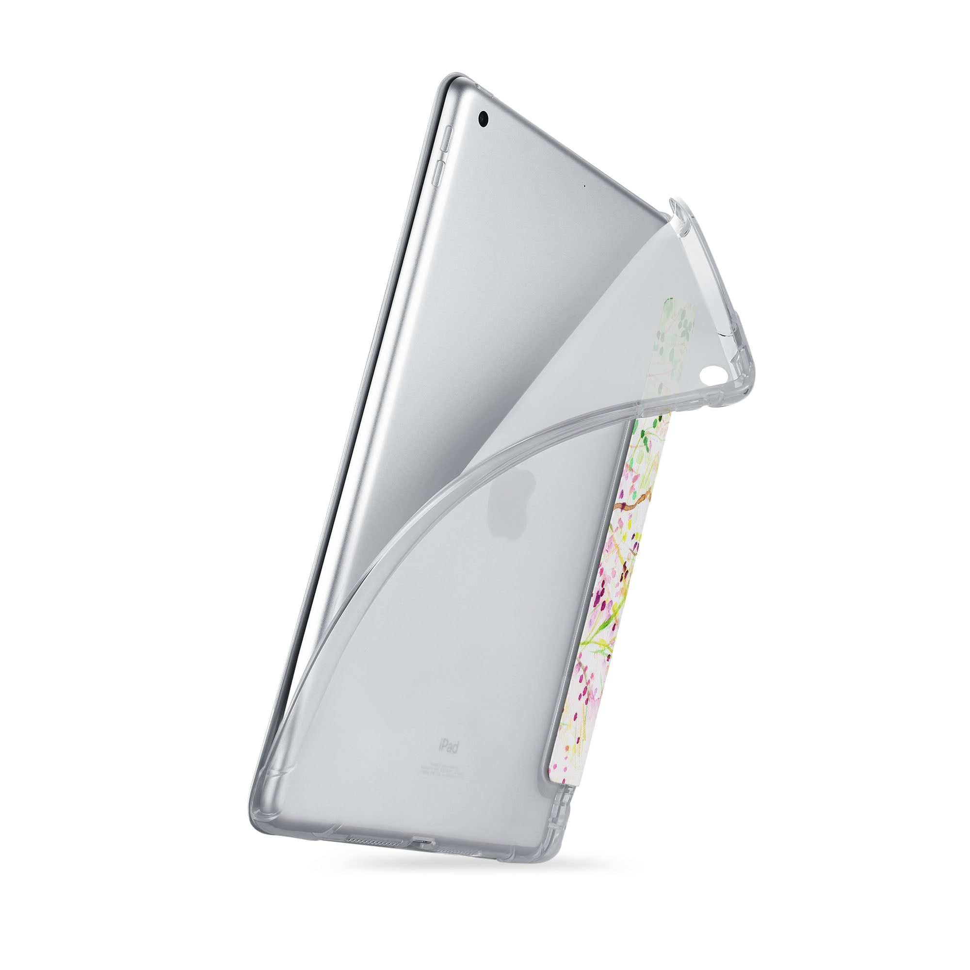 iPad See-Through Case with Watercolor Flower Design - Slim Protective Cover for iPad Air/Pro/Mini - Perfect for School, Work & Travel