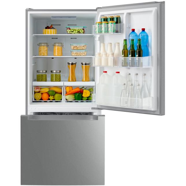 AVIVA 30-Inch 18.7 cu.ft Freestanding Bottom Freezer Refrigerator with LED Lighting - Energy Efficient Stainless Steel Kitchen Appliance for Home, Apartment & Office Use