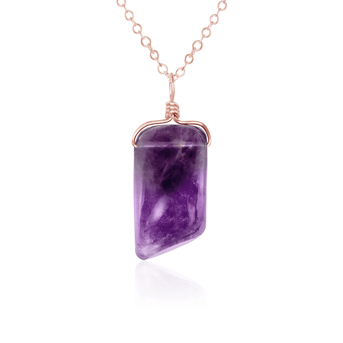 Small Smooth Amethyst Crystal Pendant Necklace - Elegant Healing Stone Jewelry for Women, Gift for Meditation & Spiritual Energy