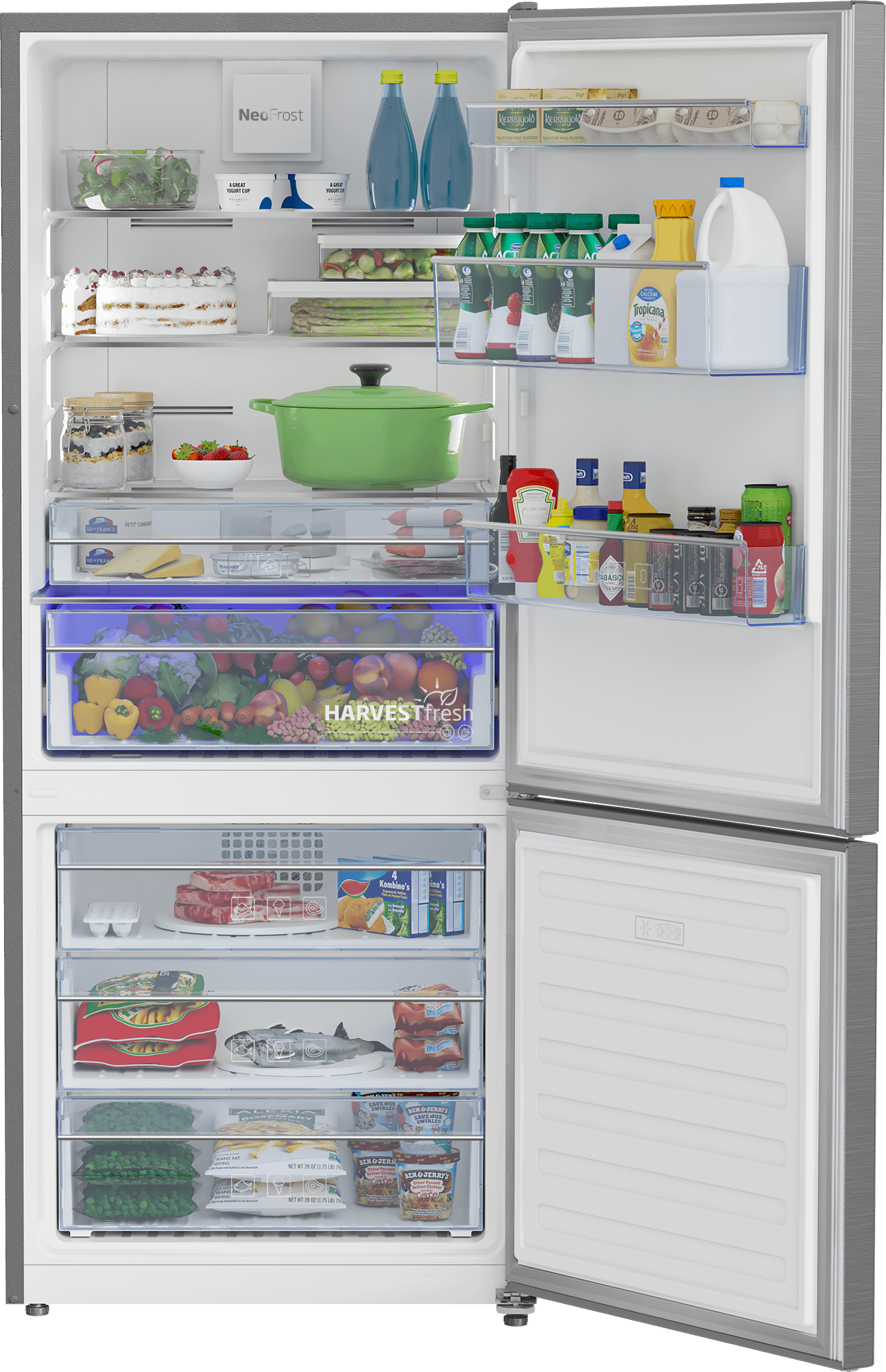 Beko BFBF2815SS 28 Inch Stainless Steel Bottom Freezer Refrigerator - Energy Efficient, Spacious Design for Modern Kitchens & Home Use