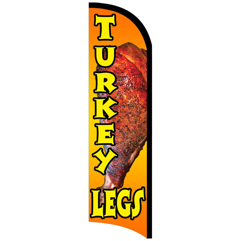Premium Windless Polyknit Feather Flag - 3x11.5 Feet Turkey Legs Design for Outdoor Advertising, Sports Events & Car Dealerships | Vista Flags