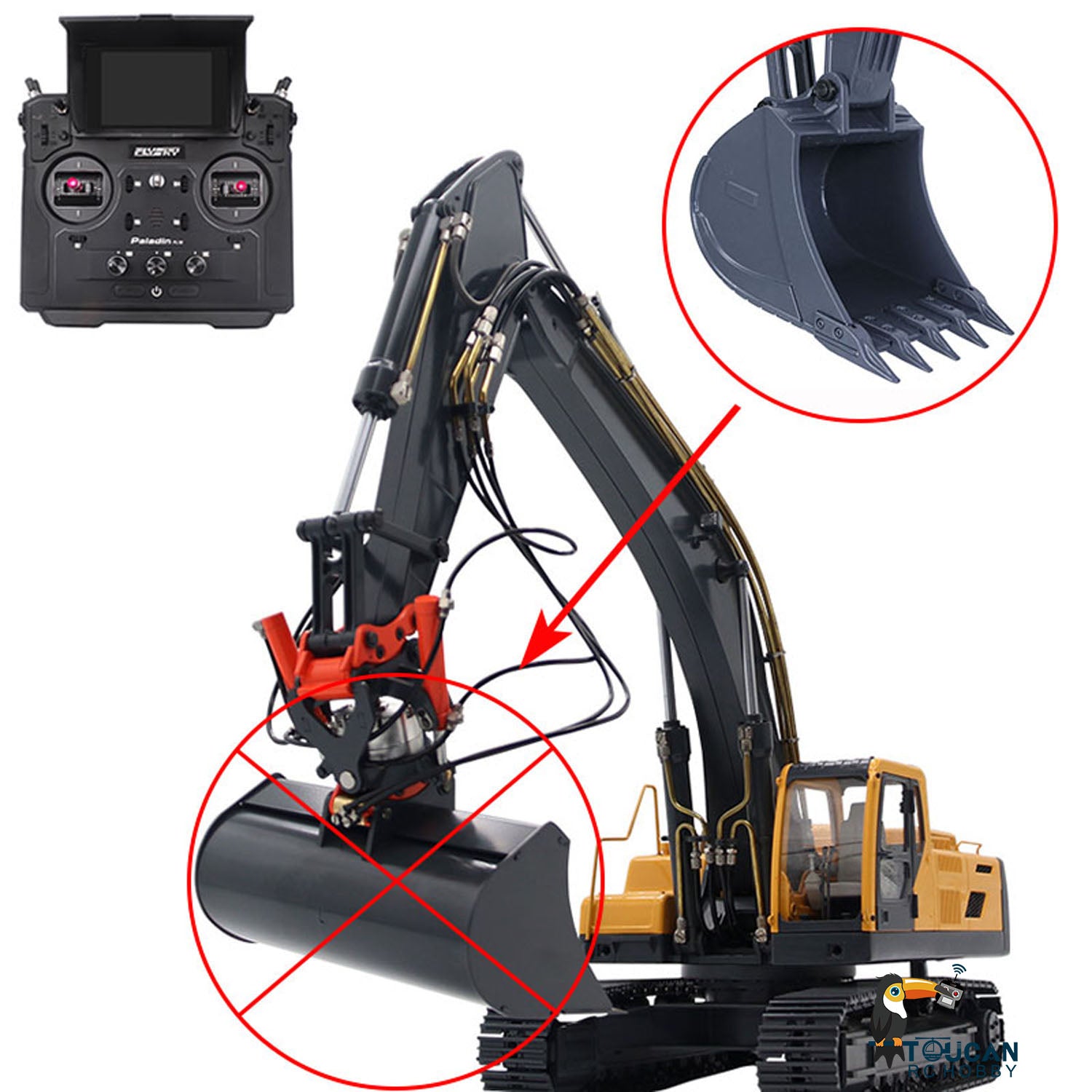 Pre-Order JDM V2 1/14 Scale RC Digger - Radio Controlled Excavator Toy with Sound & Light Module, FlySky PL18 ESC, Servo Motor - Perfect for Construction Play, Backyard Digging & RC Hobby Enthusiasts