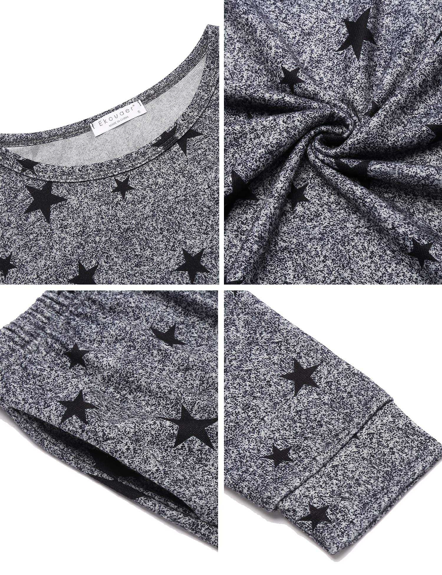 Ekouaer Women's Long Sleeve Jogger Pajama Set - Soft Sleepwear with Pockets, Round Neck Lounge PJS for Comfortable Nightwear & Relaxing at Home | Perfect for Sleeping, Lounging, and Cozy Evenings