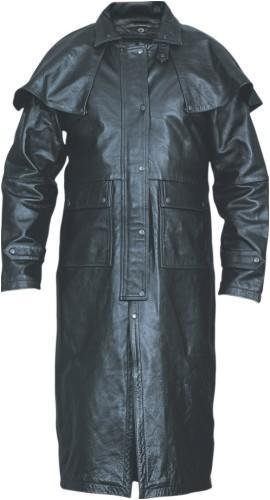 Premium Genuine Leather Duster Coat with Detachable Zip-out Liner, Adjustable Leg Straps & Removable Cape - Stylish Long Trench Coat for Men & Women - Perfect for Motorcycle Riding, Western Fashion & Outdoor Adventures