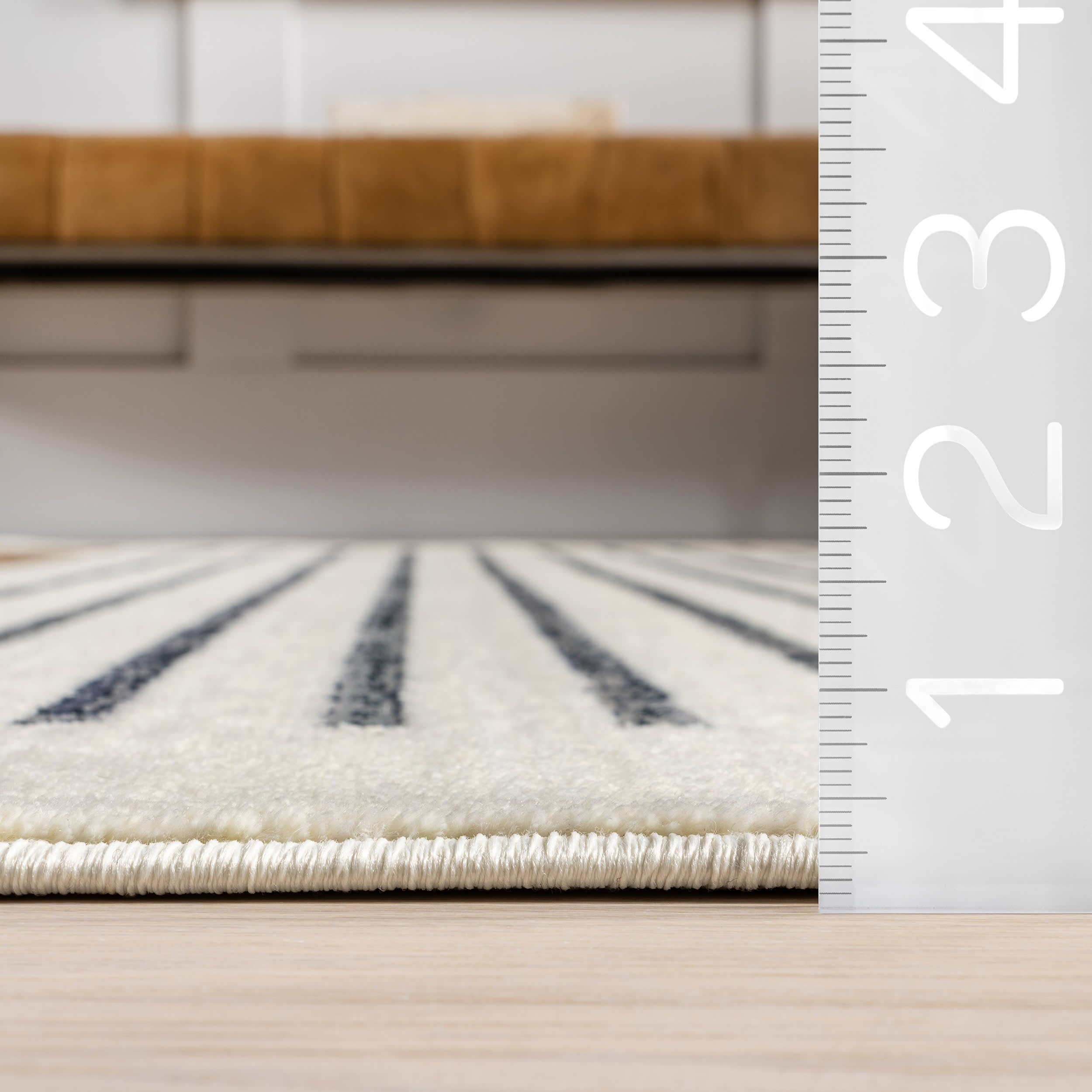Anette Block Striped Rug - Soft Beige Area Rug for Living Room, Bedroom & Home Decor | Stylish & Cozy Floor Mat
