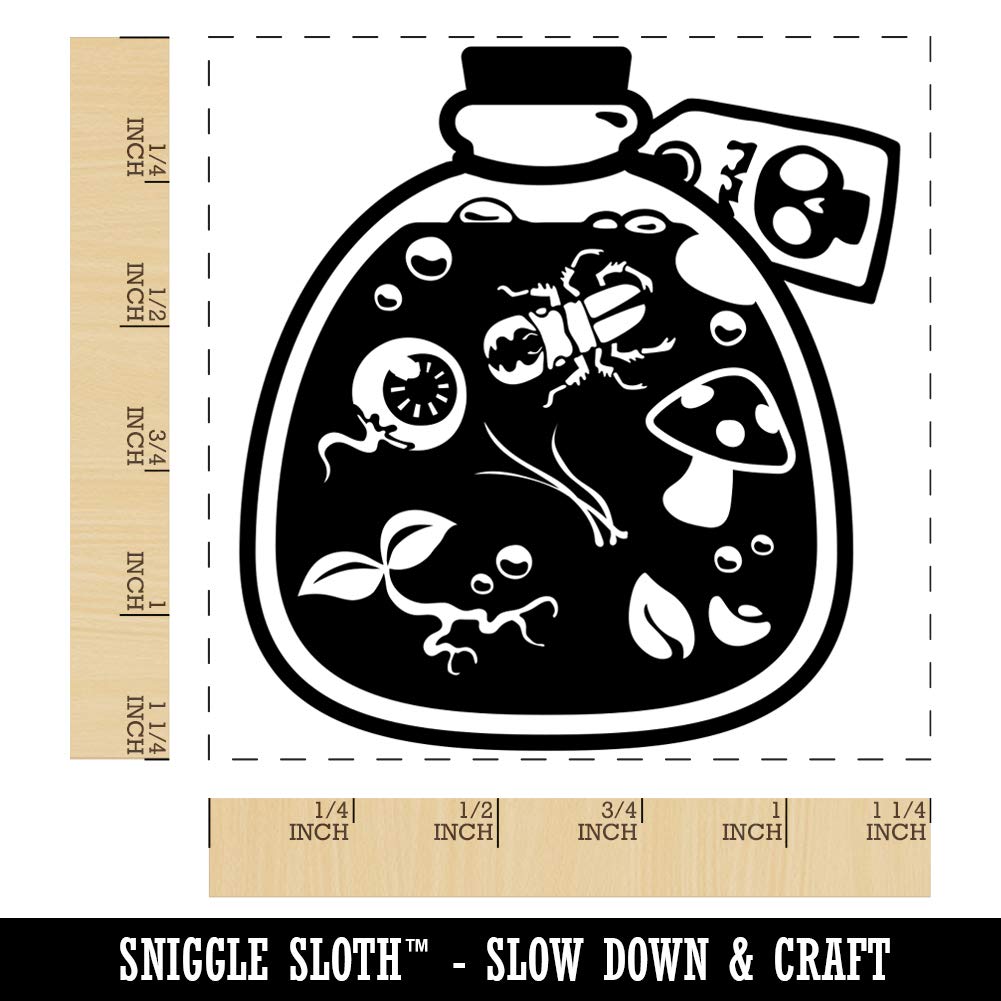Witch Brew Poison Potion Halloween Square Rubber Stamp - 1.25 Inch Small Craft Stamp for DIY Scrapbooking, Card Making & Gift Wrapping - Perfect for Halloween Party Decorations and Spooky Crafts