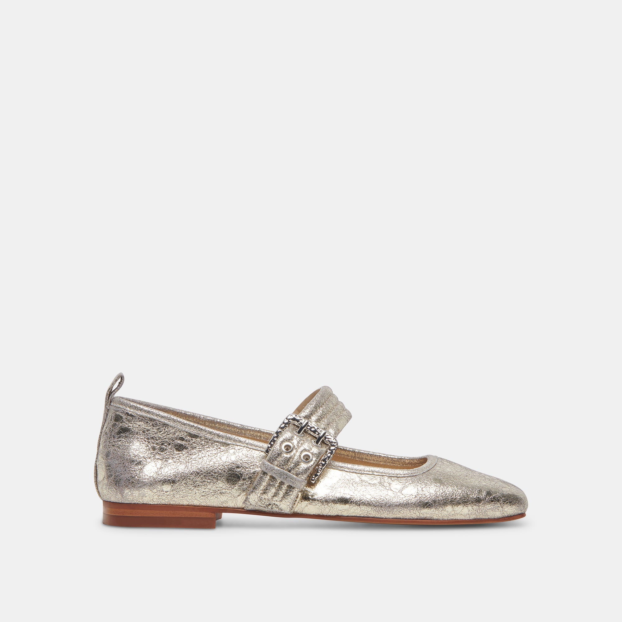 Arora Platinum Distressed Leather Ballet Flats for Women - Comfortable & Stylish Slip-On Shoes for Casual Wear, Office, and Travel