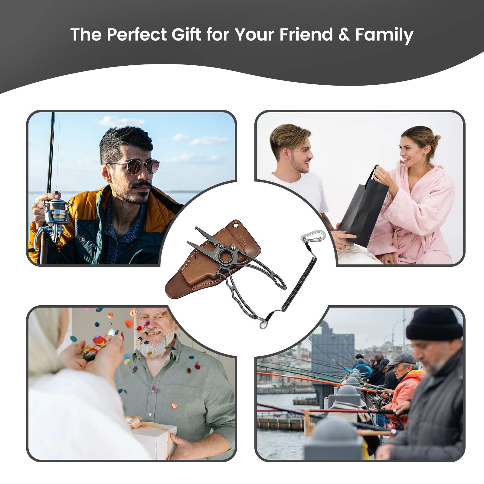 Premium Titanium Fishing Pliers - Saltwater Fishing Gear with Tungsten Cutters & Split Ring Hook Remover | Knot Tying Tool with Lanyard | Ideal for Ice Fishing, Sea Fishing & Gifts for Anglers | Perfect for Offshore, Inshore & Freshwater Fishing Adventures