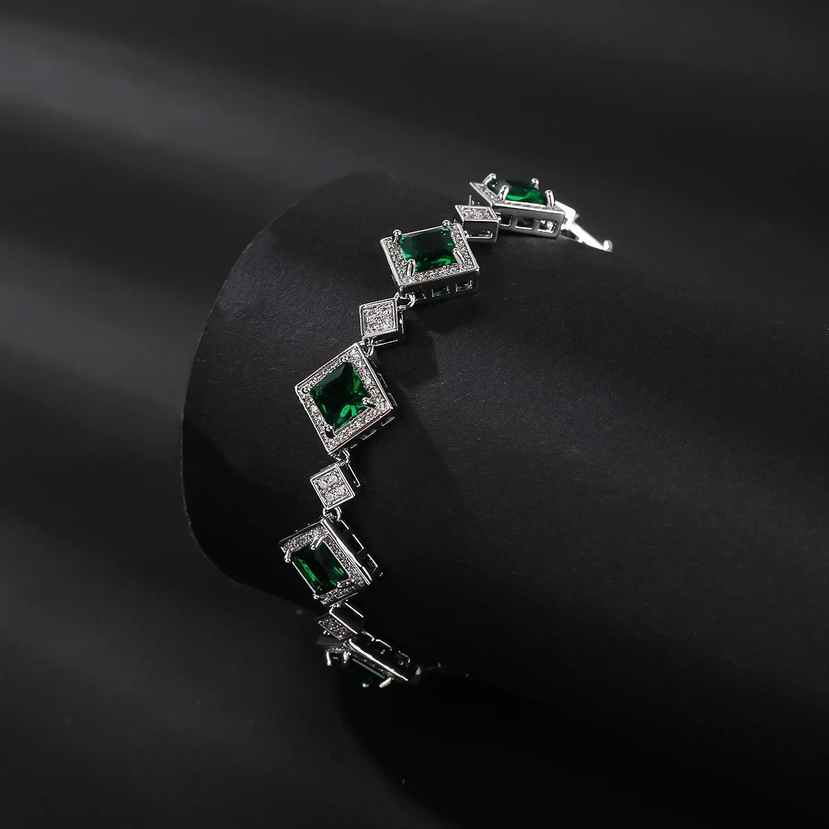 Elegant Silver Plated Cubic Zirconia Bracelet for Women - Red, Blue, Green Gemstone Chain | Perfect for Parties, Weddings & Special Occasions